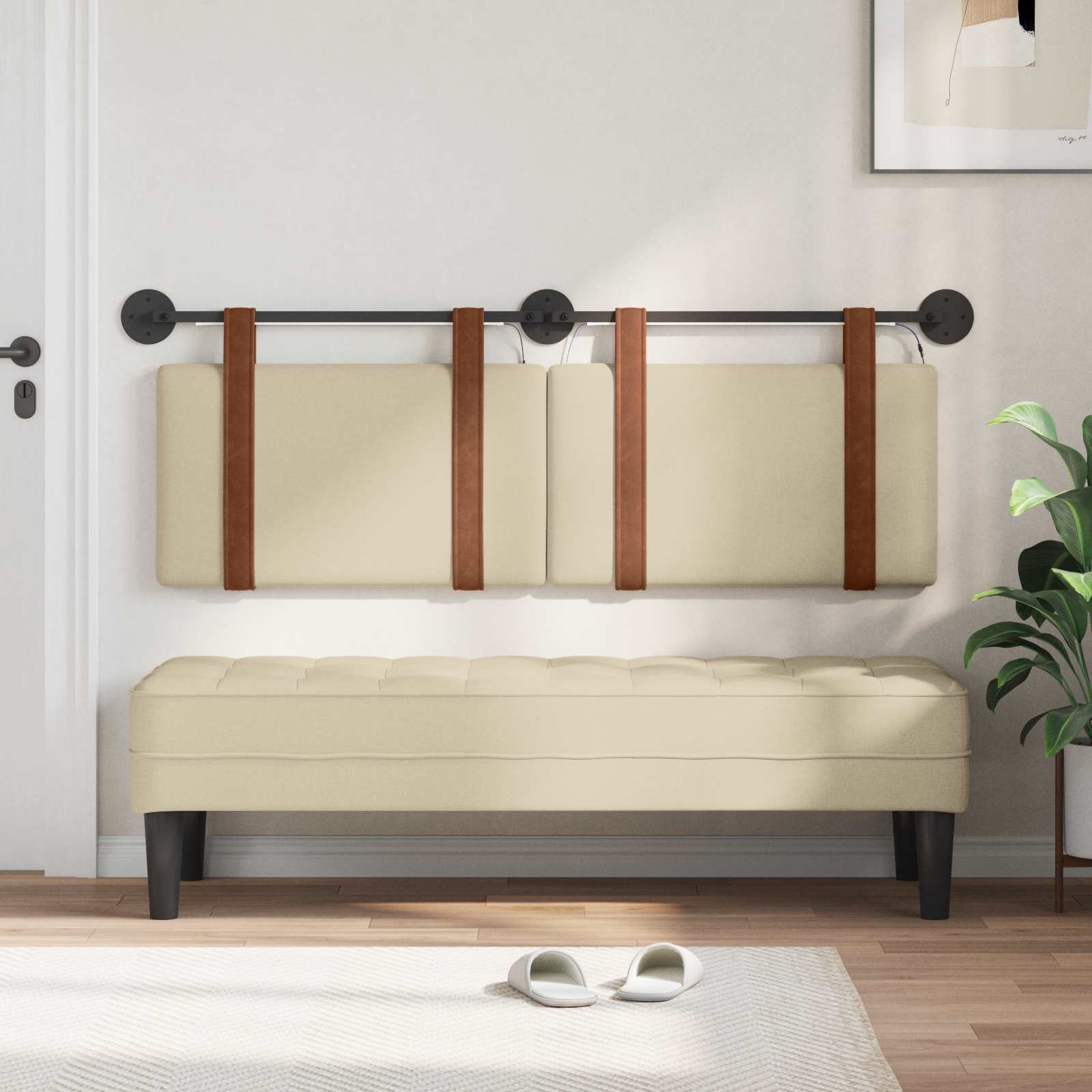 Tête de lit suspendue Avec lumière LED Crème PU antique - XIOS