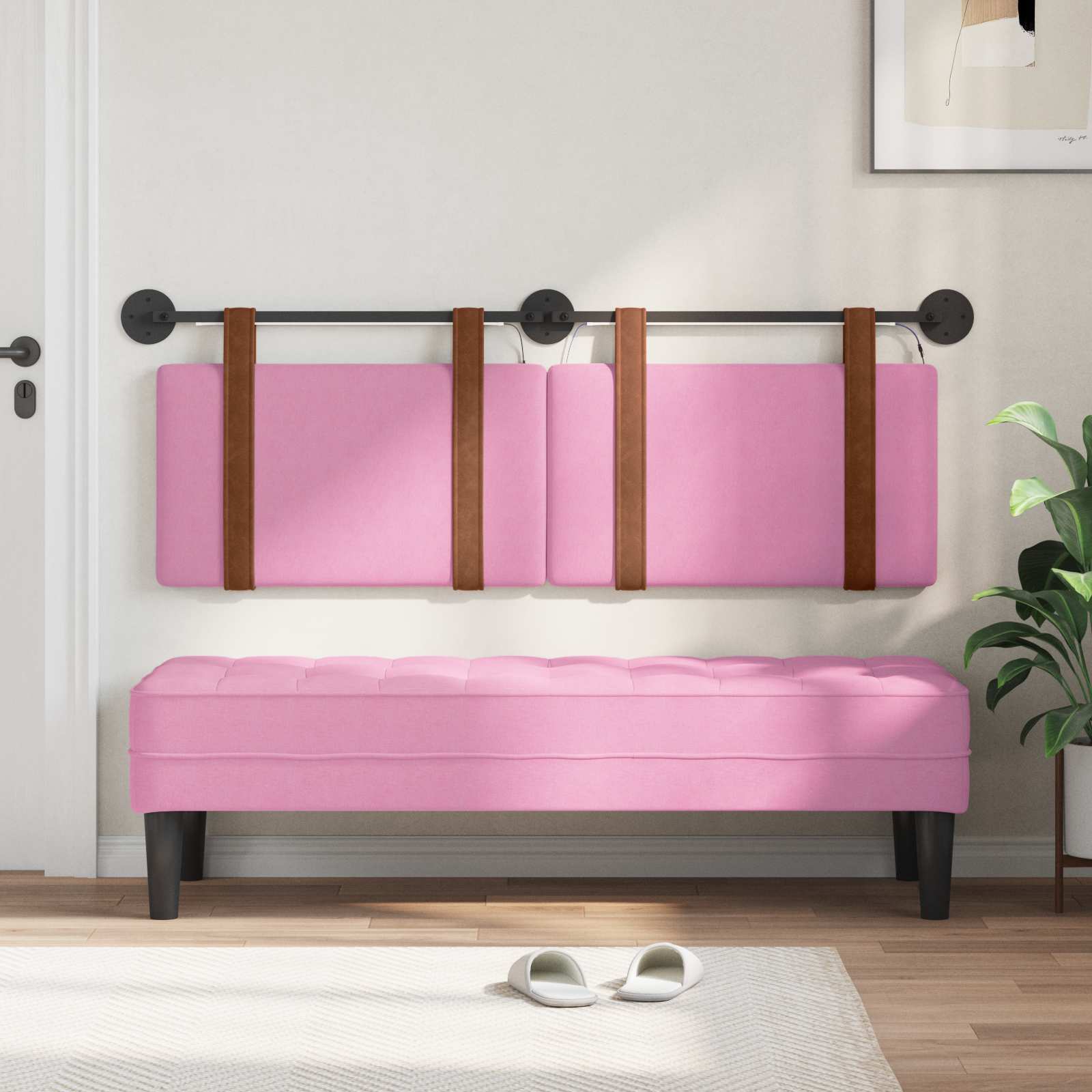 Tête de lit suspendue Avec lumière LED Rose PU antique - XIOS