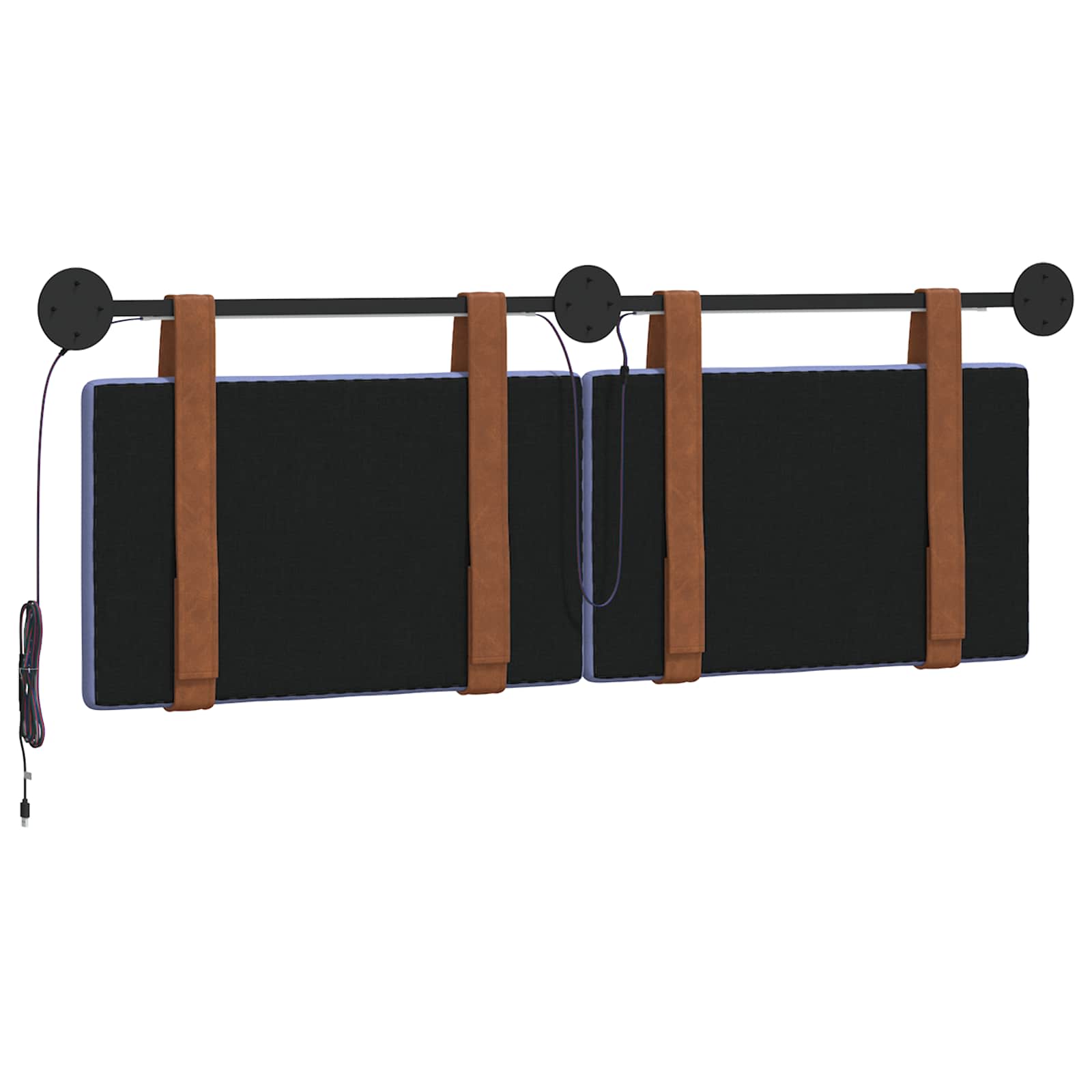 Tête de lit suspendue Avec lumière LED Bleu denim PU antique - XIOS