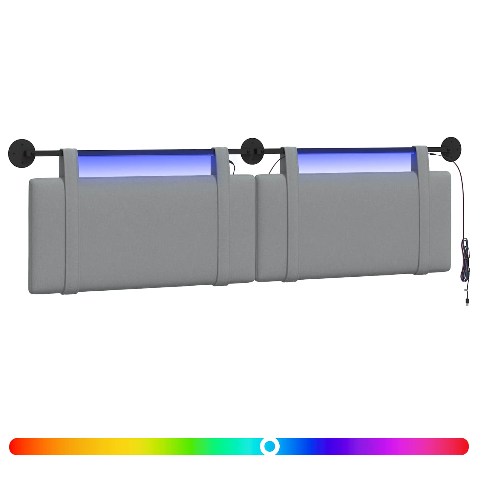 Tête de lit suspendue Avec lumière LED Gris clair Tissu - XIOS