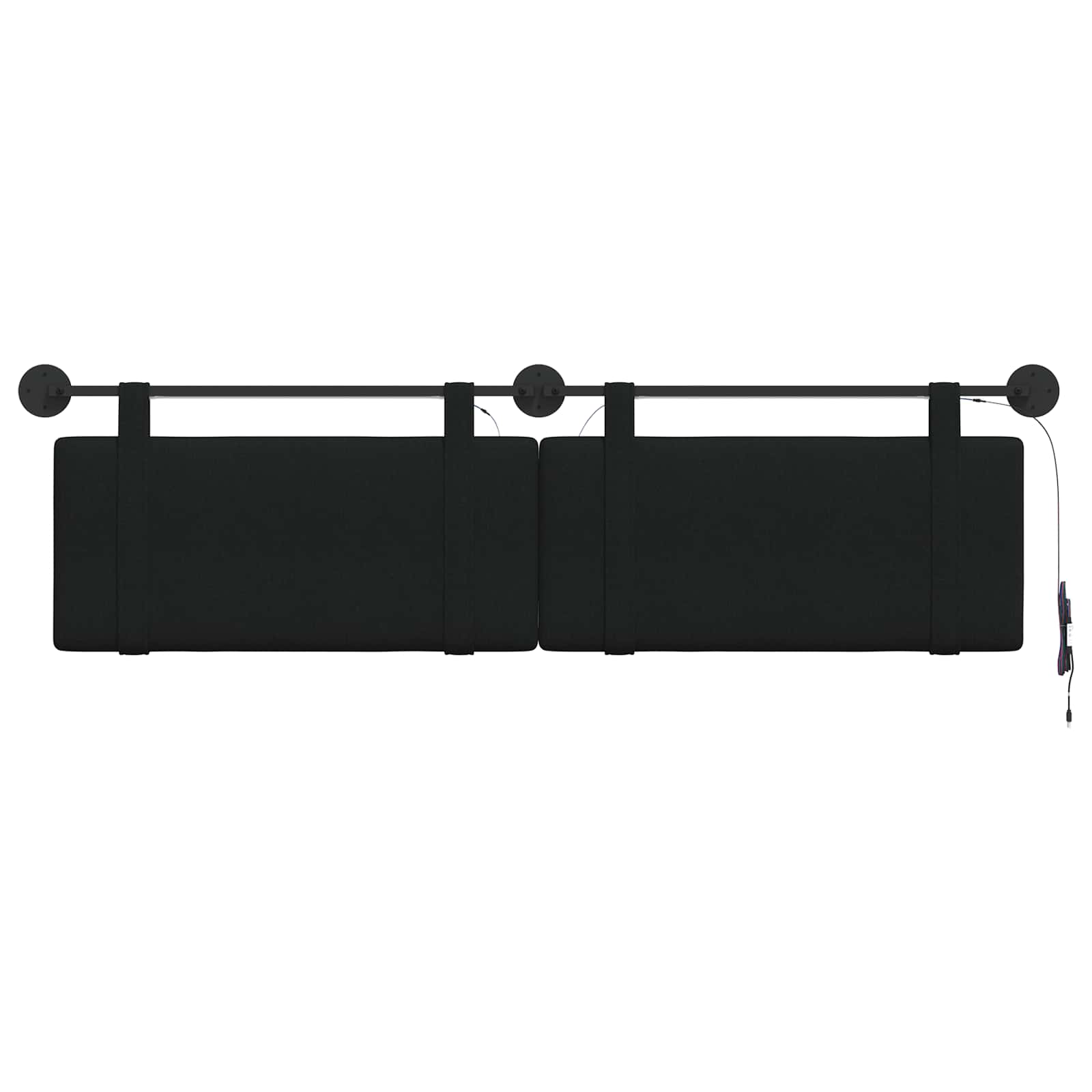 Tête de lit suspendue Avec lumière LED Noir Tissu - XIOS