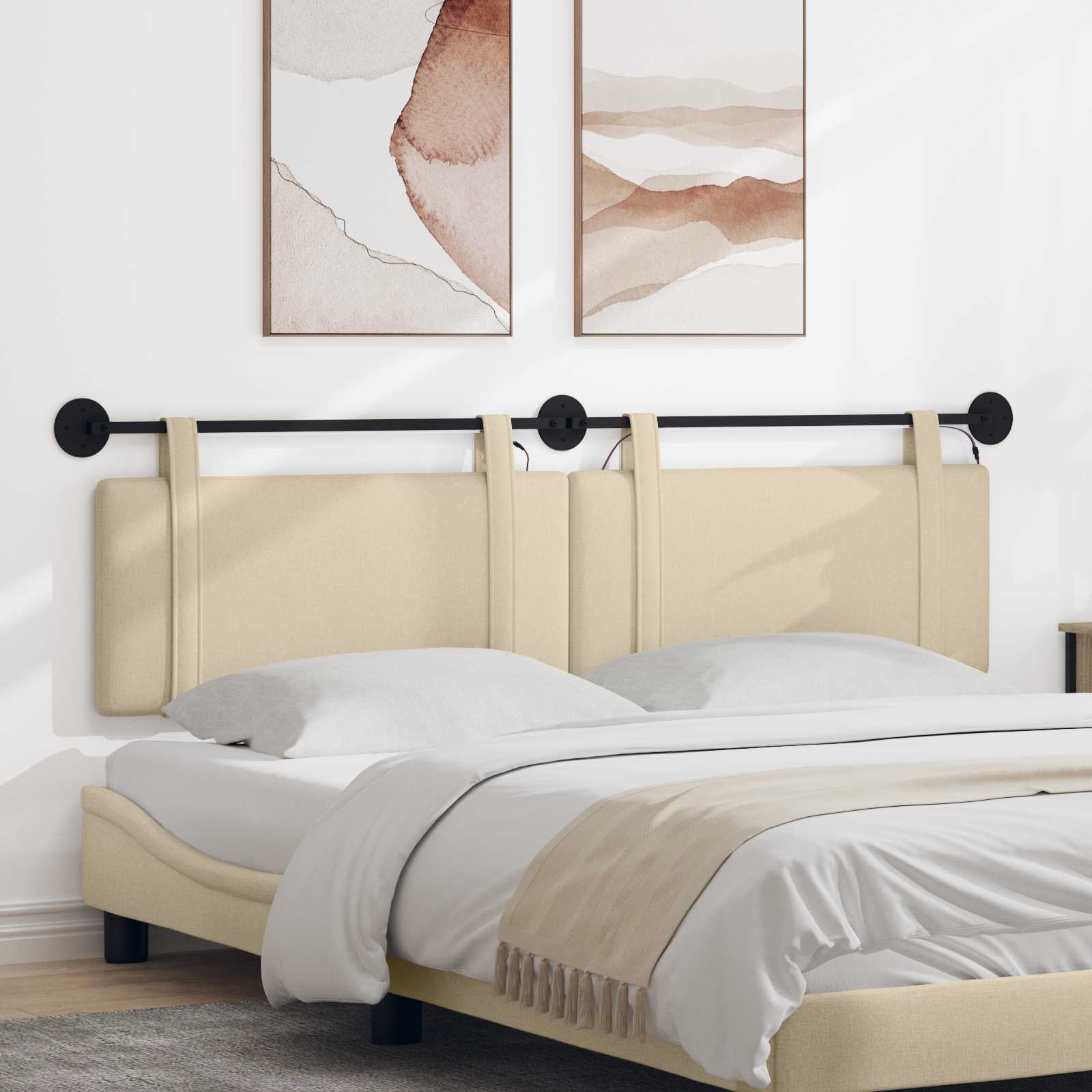 Tête de lit suspendue Avec lumière LED Crème Tissu - XIOS