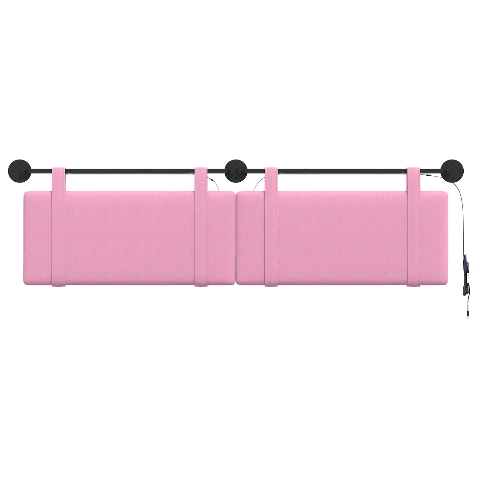 Tête de lit suspendue Avec lumière LED Rose Tissu - XIOS
