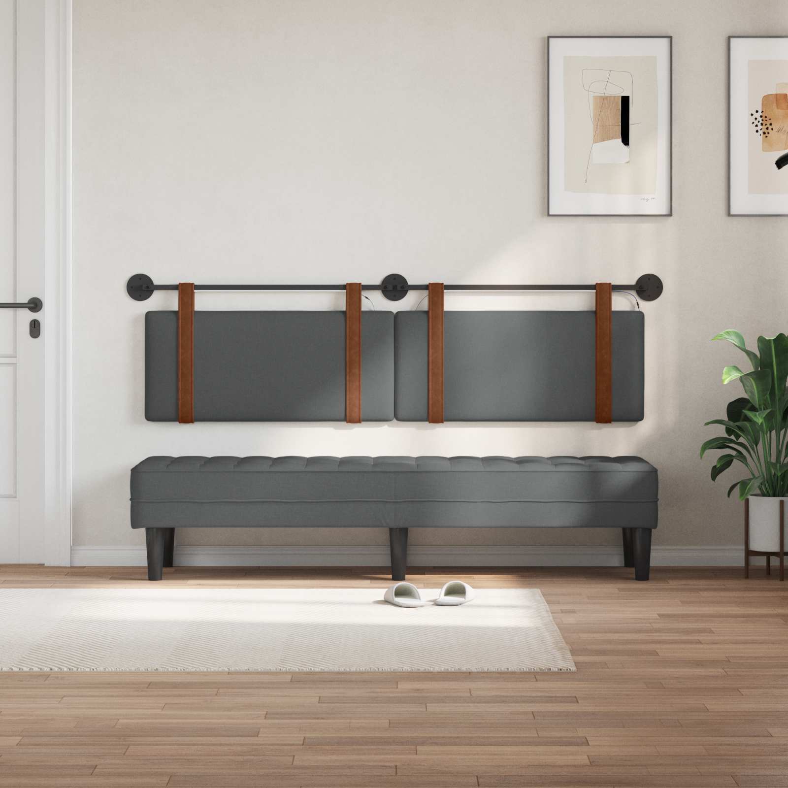 Tête de lit suspendue Avec lumière LED Gris foncé PU antique - XIOS