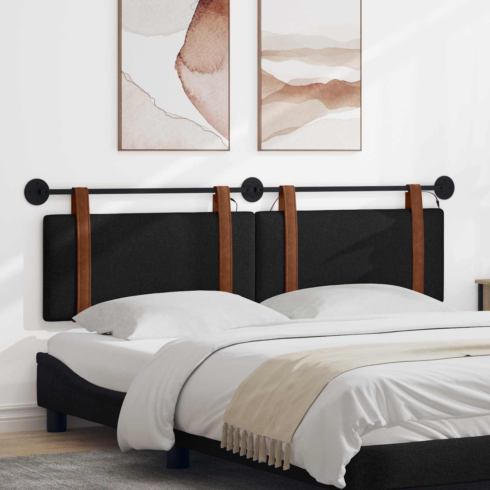 Tête de lit suspendue Avec lumière LED Noir PU antique - XIOS