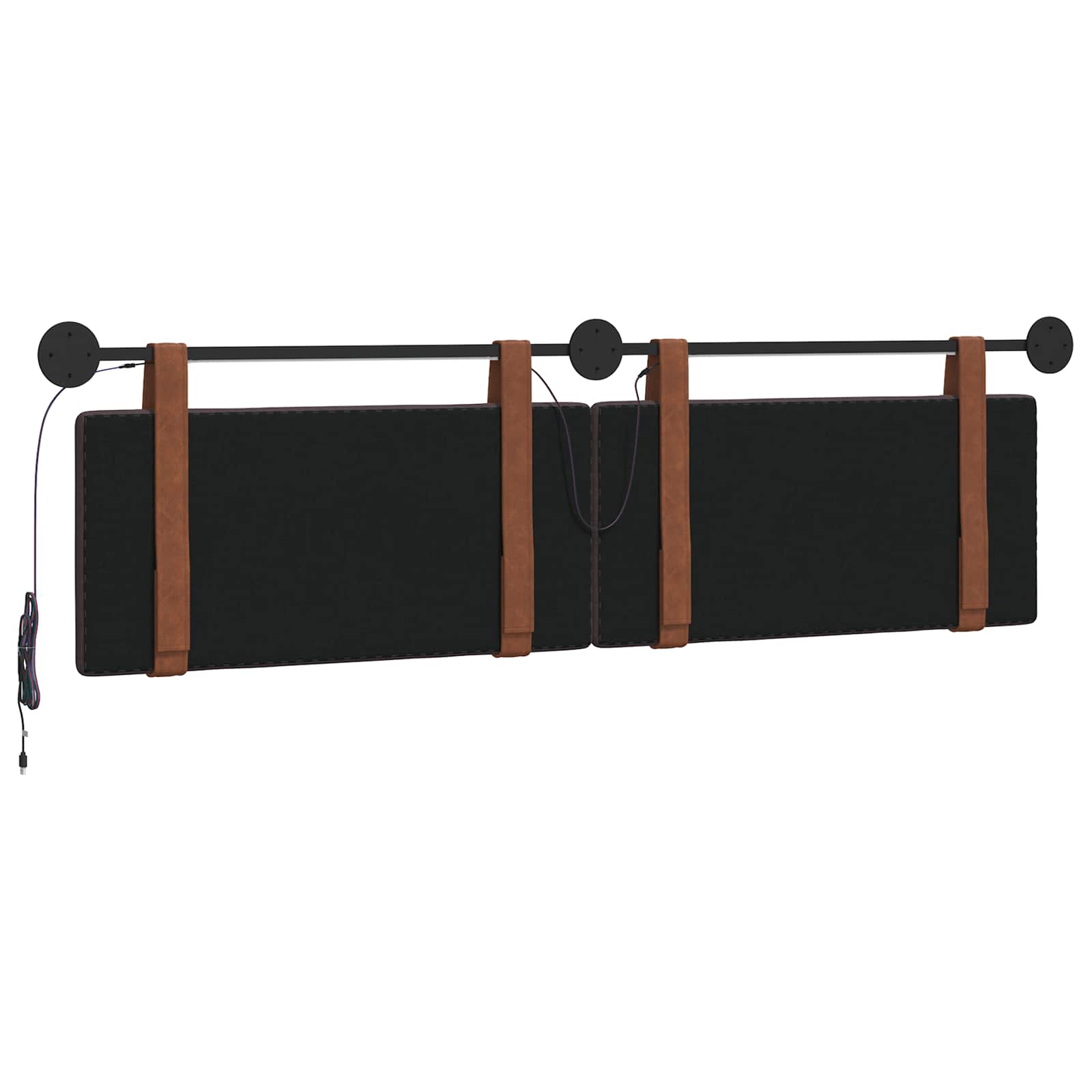 Tête de lit suspendue Avec lumière LED Marron foncé PU antique - XIOS