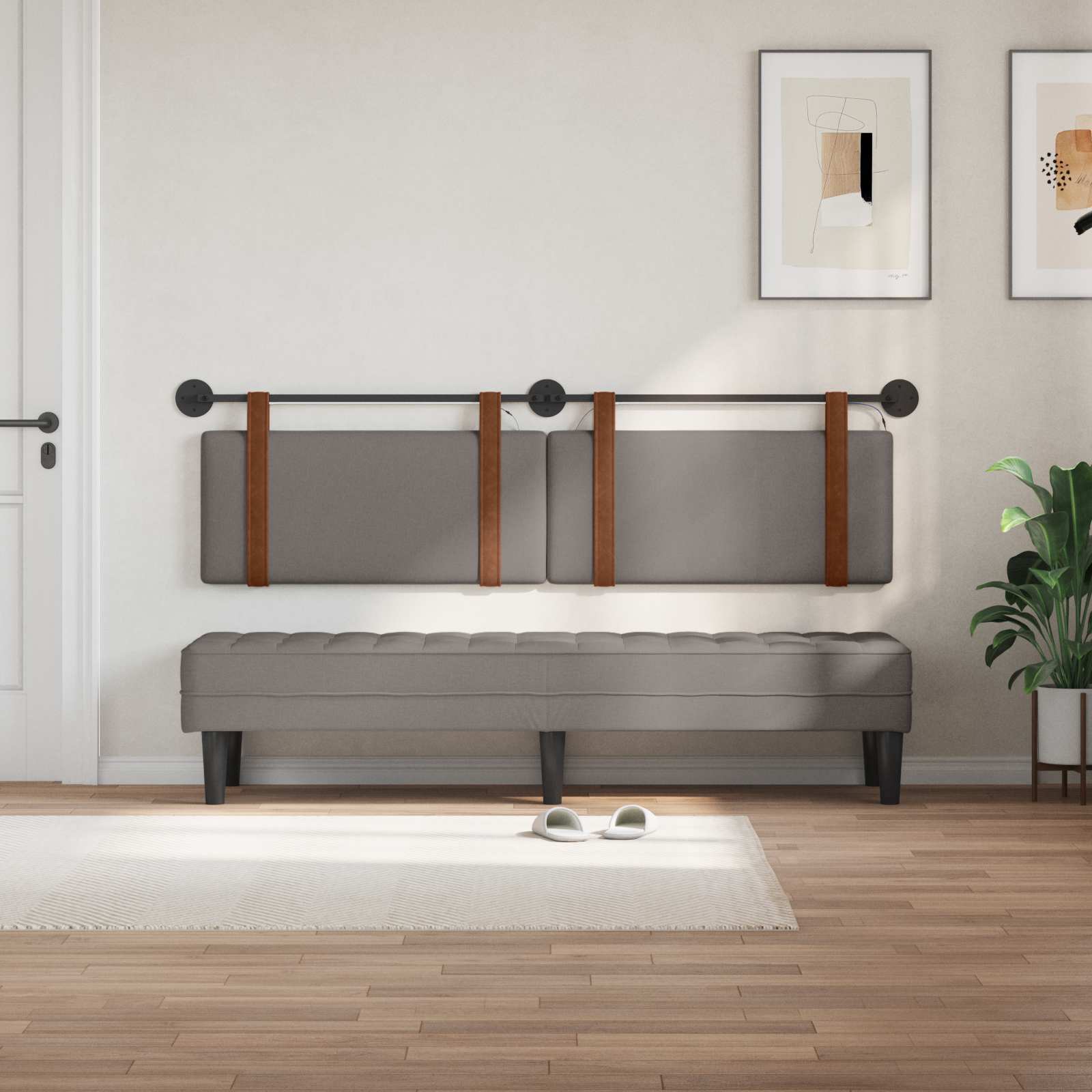 Tête de lit suspendue Avec lumière LED Taupe PU antique - XIOS