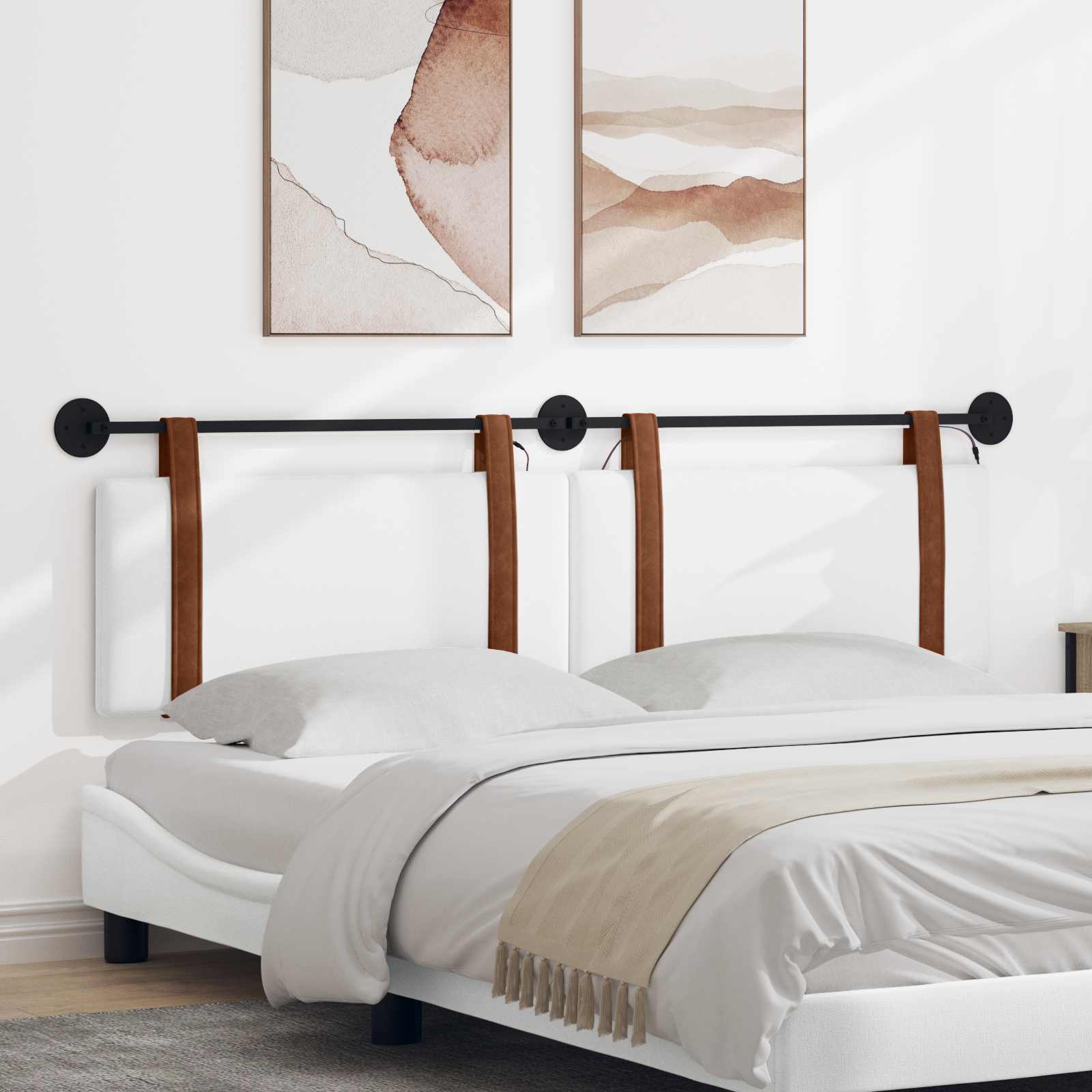 Tête de lit suspendue Avec lumière LED Blanc PU antique - XIOS