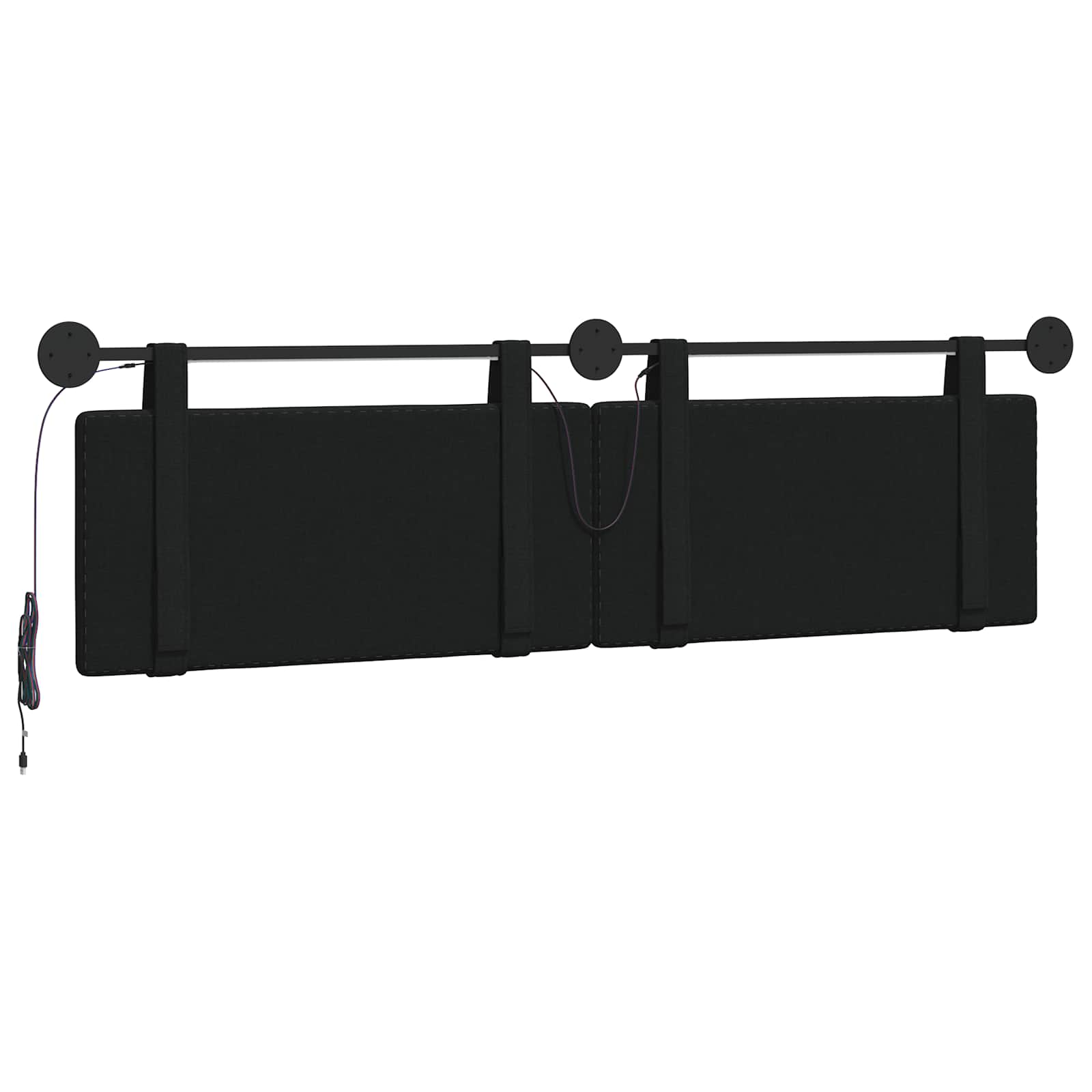 Tête de lit suspendue Avec lumière LED Noir Tissu - XIOS