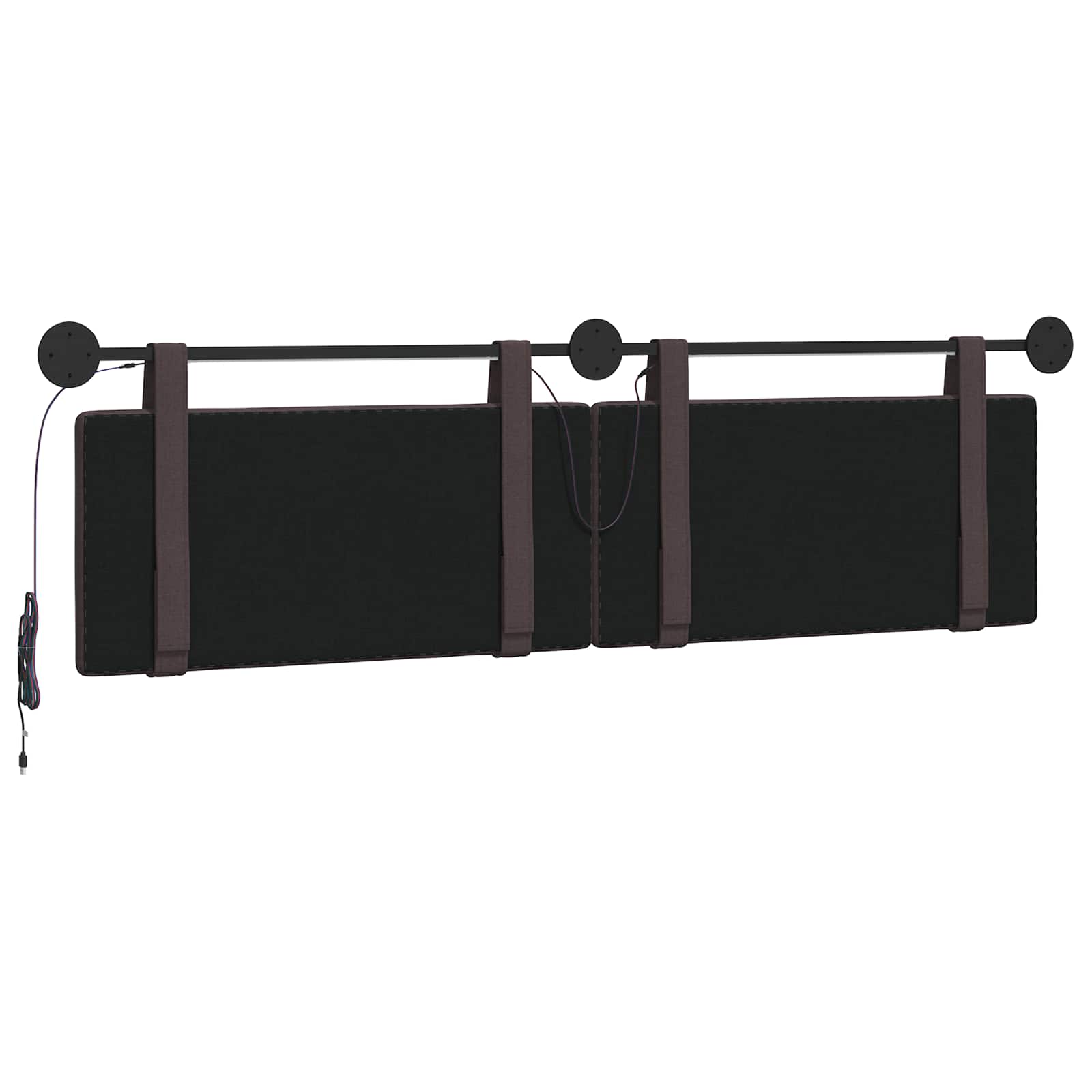 Tête de lit suspendue Avec lumière LED Marron foncé Tissu - XIOS