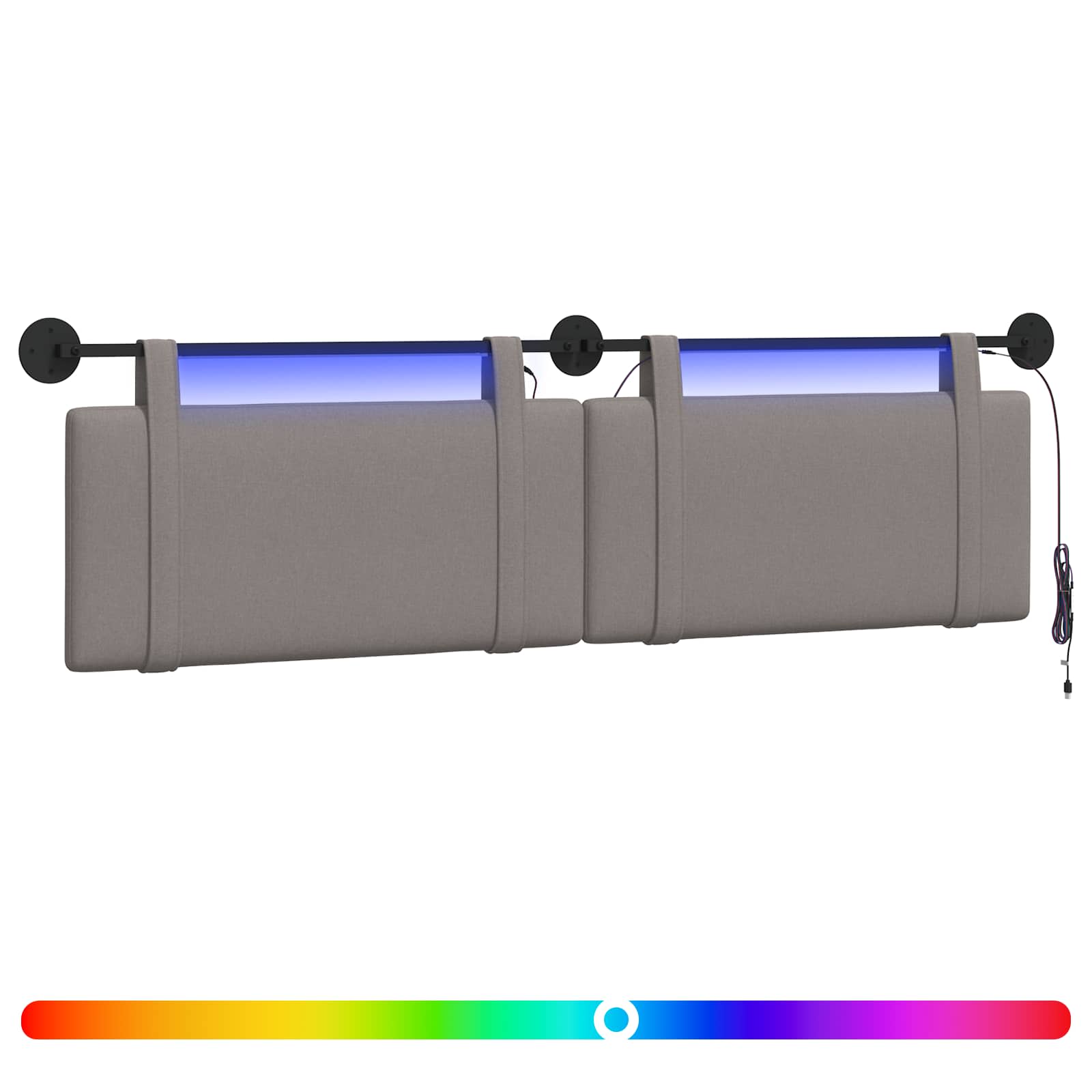 Tête de lit suspendue Avec lumière LED Taupe Tissu - XIOS