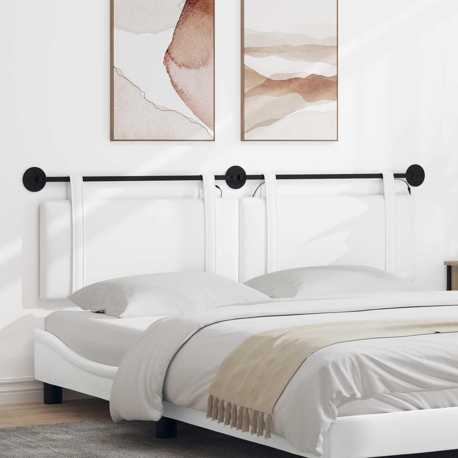 Tête de lit suspendue Avec lumière LED Blanc Tissu - XIOS