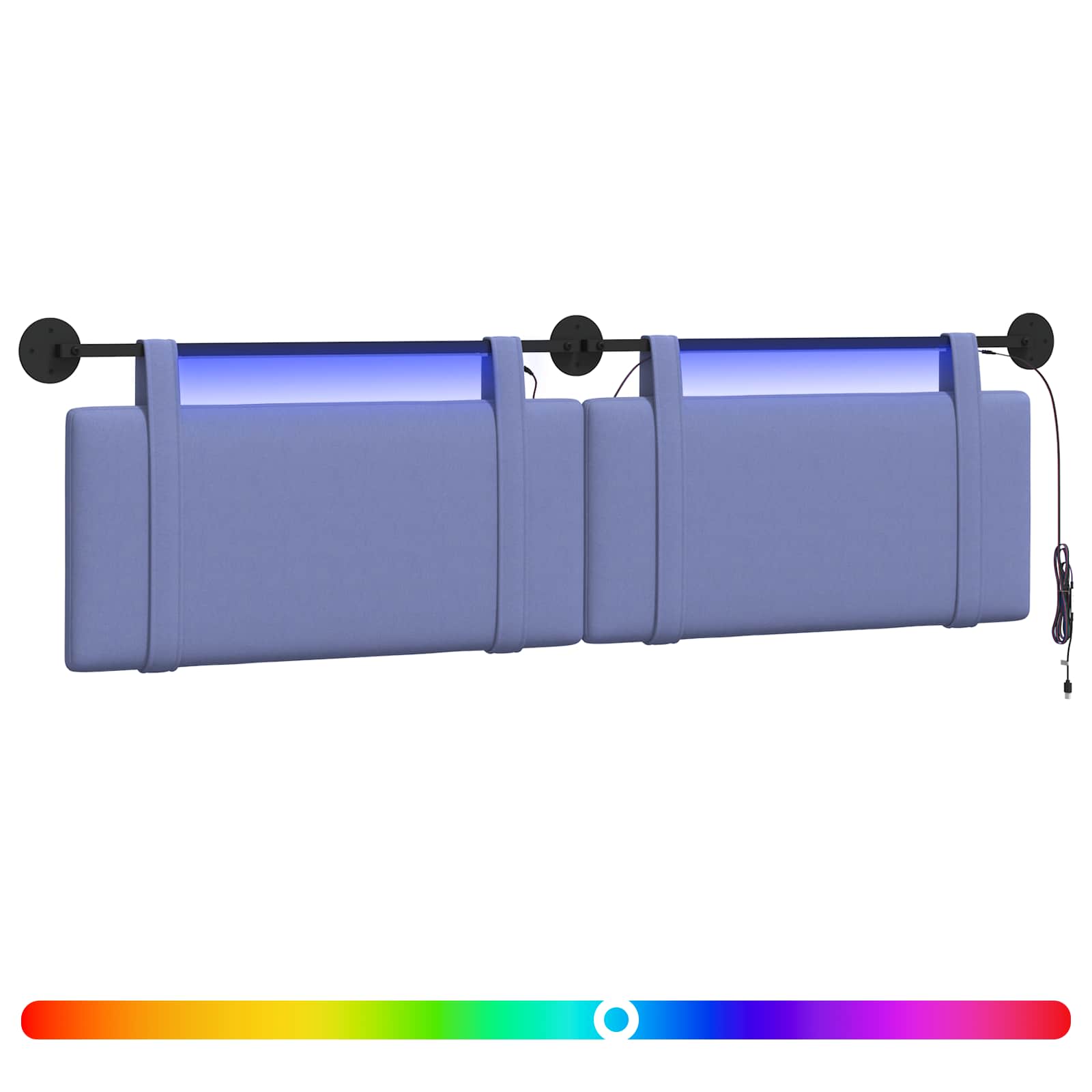 Tête de lit suspendue Avec lumière LED Bleu denim Tissu - XIOS