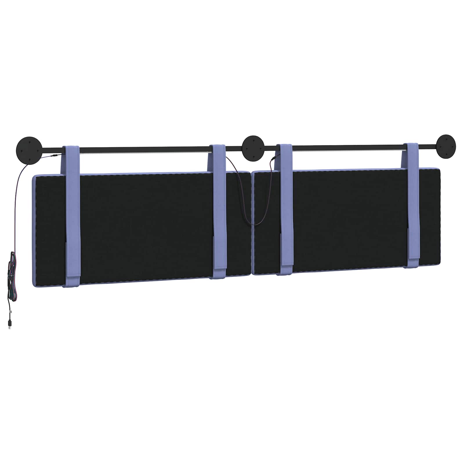 Tête de lit suspendue Avec lumière LED Bleu denim Tissu - XIOS
