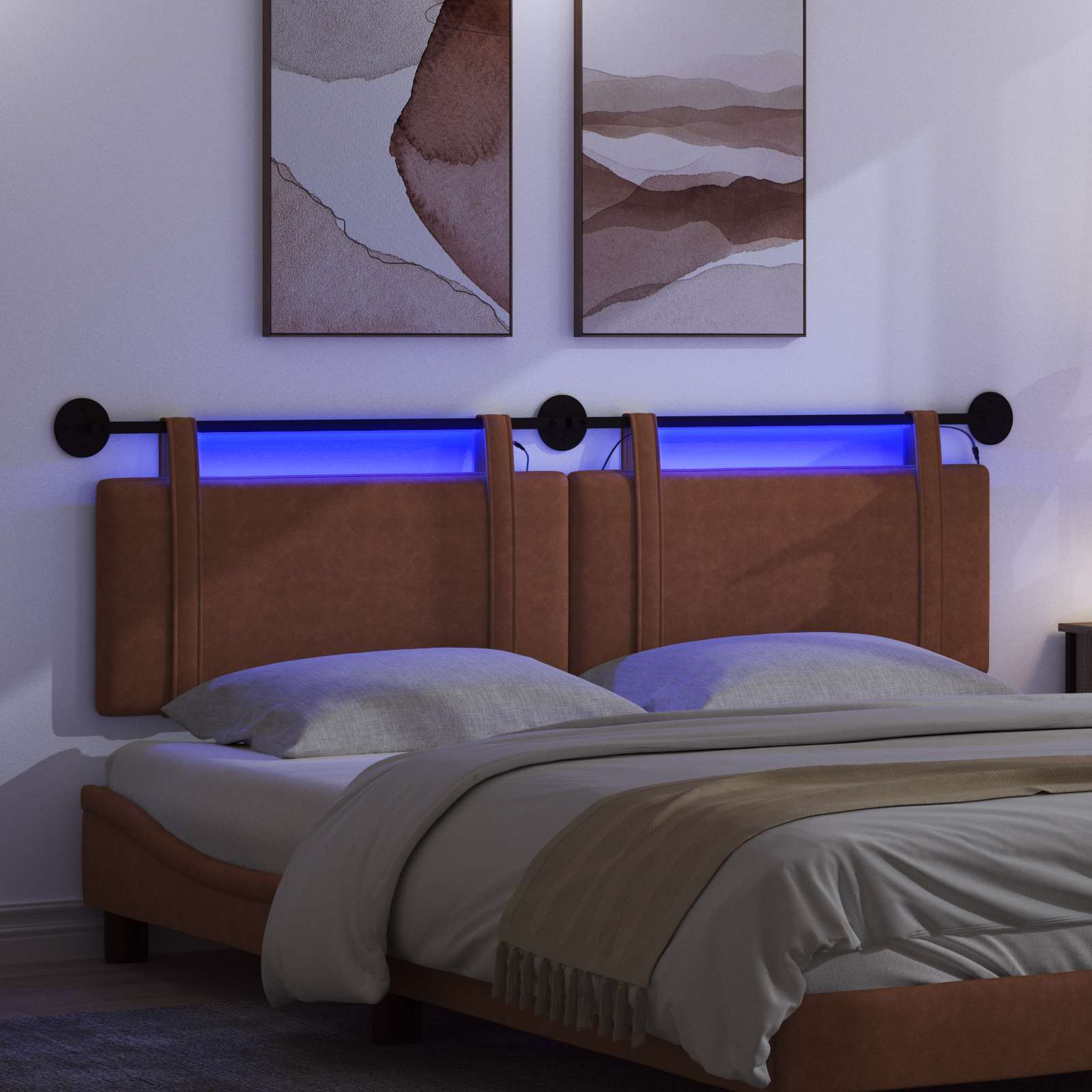 Tête de lit suspendue Avec lumière LED Marron PU antique - XIOS