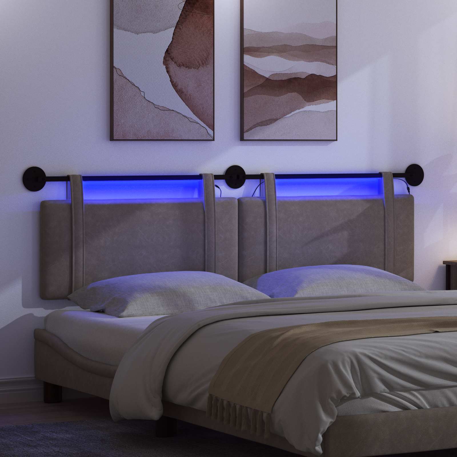 Tête de lit suspendue Avec lumière LED Gris PU antique - XIOS