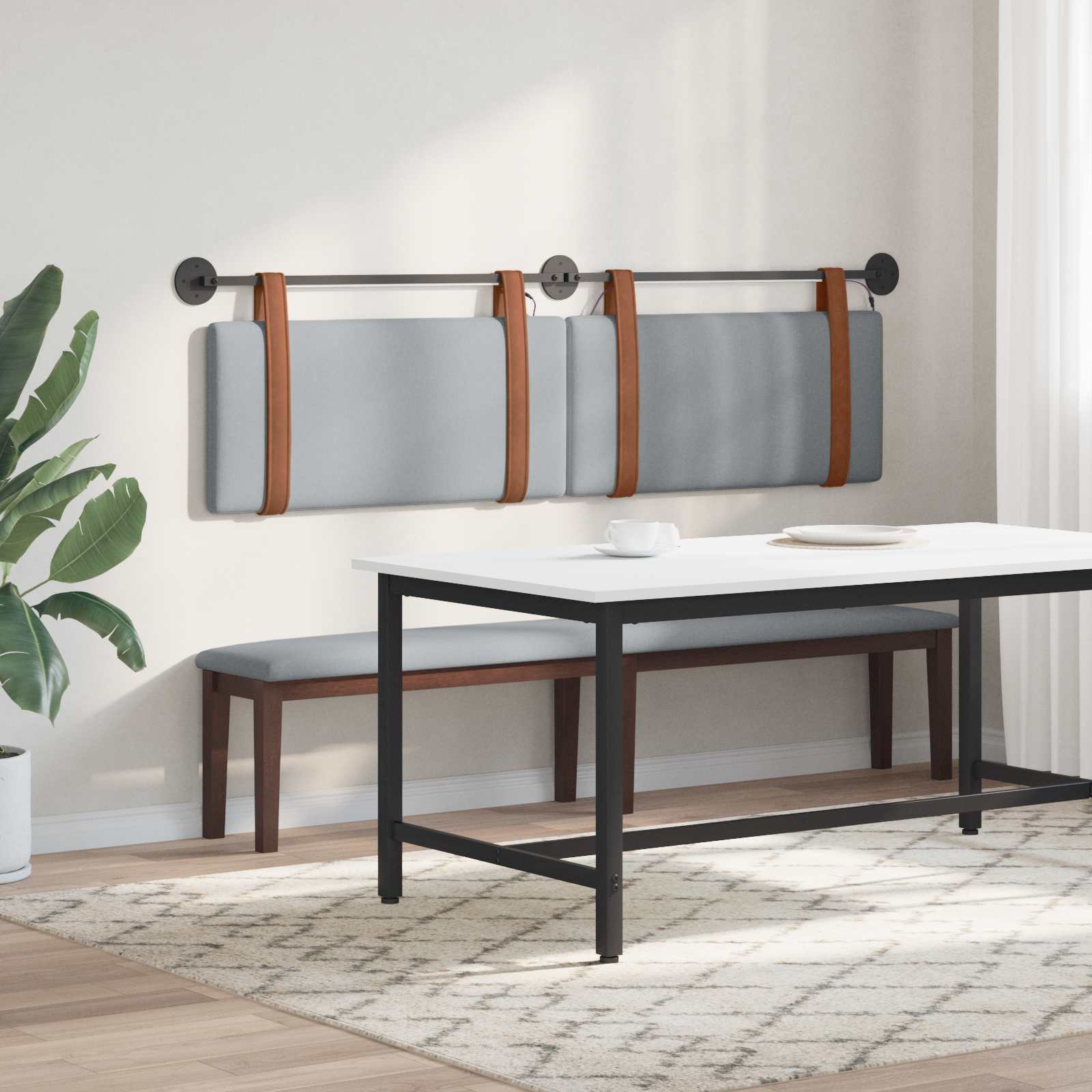Tête de lit suspendue Avec lumière LED Gris clair PU antique - XIOS