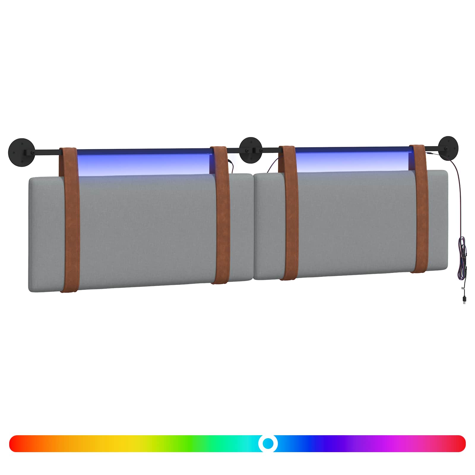 Tête de lit suspendue Avec lumière LED Gris clair PU antique - XIOS