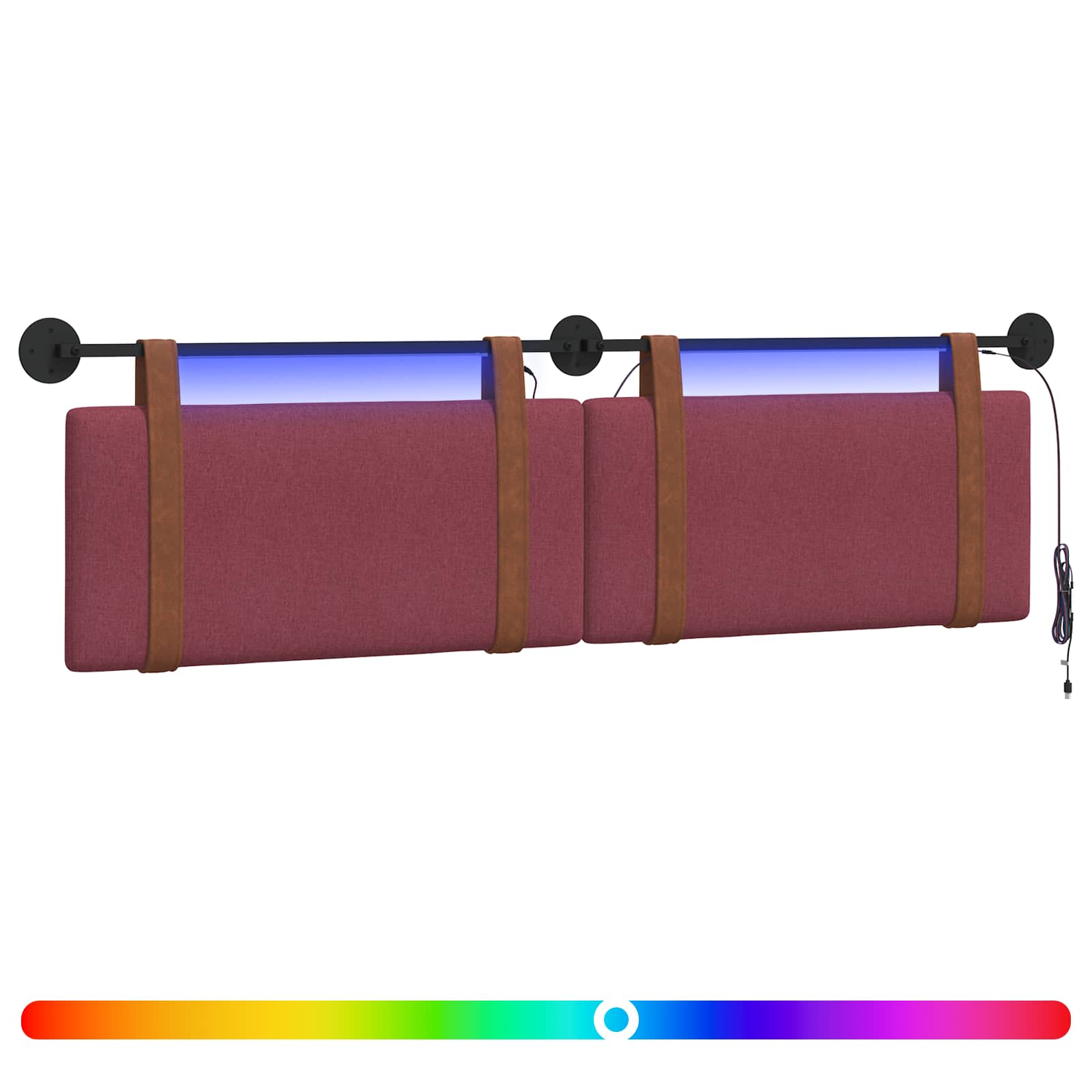Tête de lit suspendue Avec lumière LED Bordeaux PU antique - XIOS
