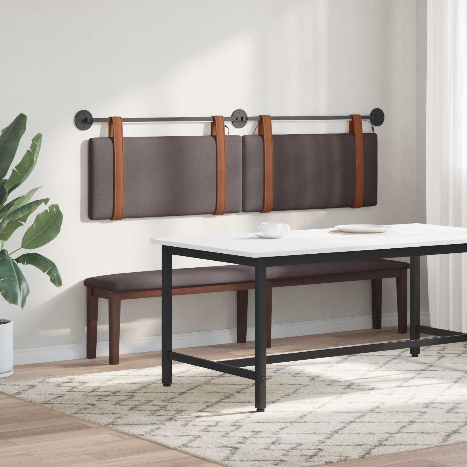 Tête de lit suspendue Avec lumière LED Marron foncé PU antique - XIOS