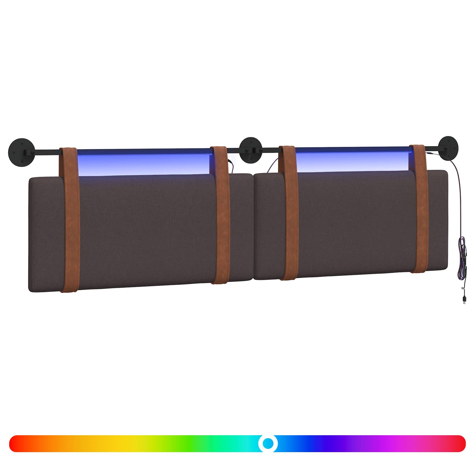 Tête de lit suspendue Avec lumière LED Marron foncé PU antique - XIOS