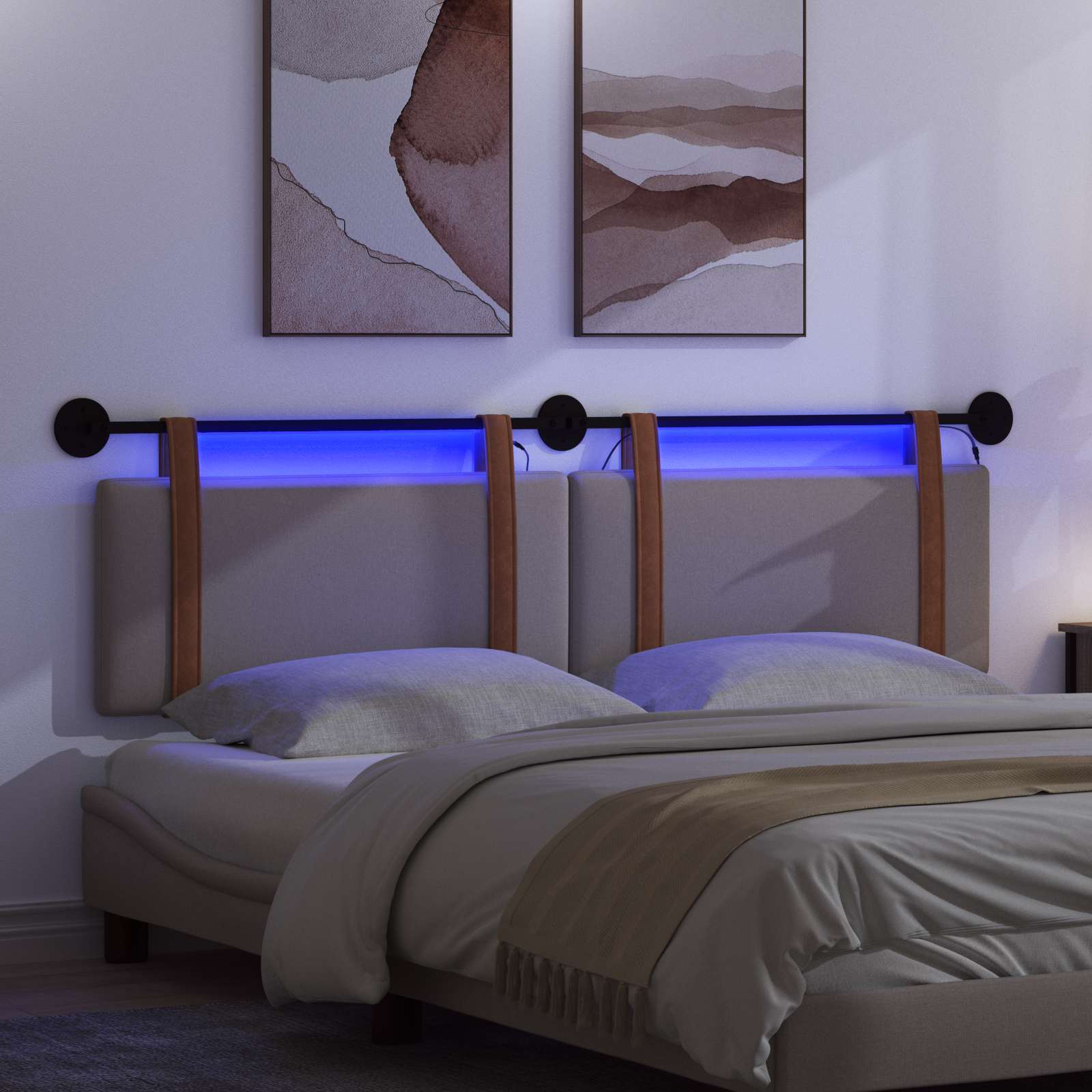 Tête de lit suspendue Avec lumière LED Taupe PU antique - XIOS