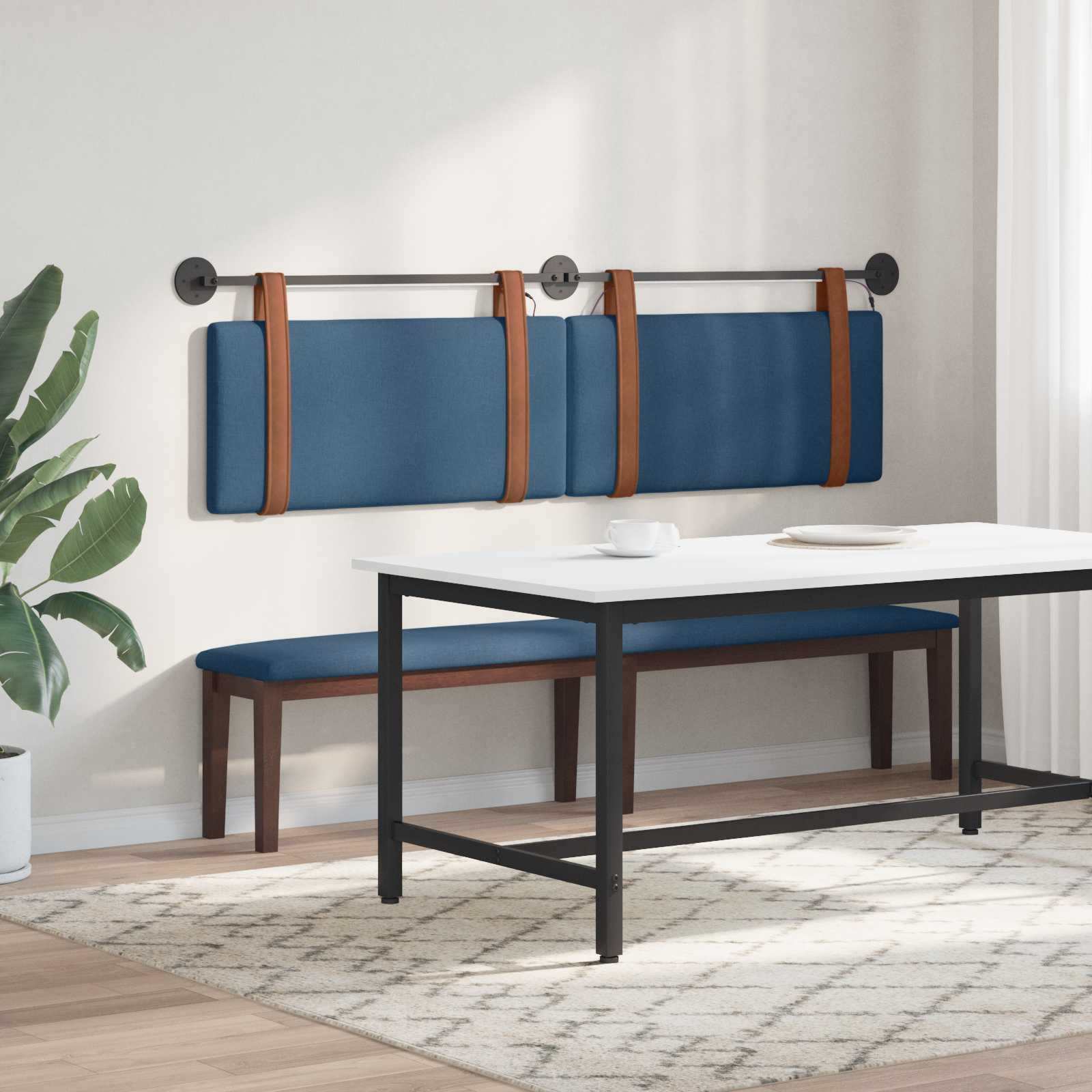 Tête de lit suspendue Avec lumière LED Bleu PU antique - XIOS