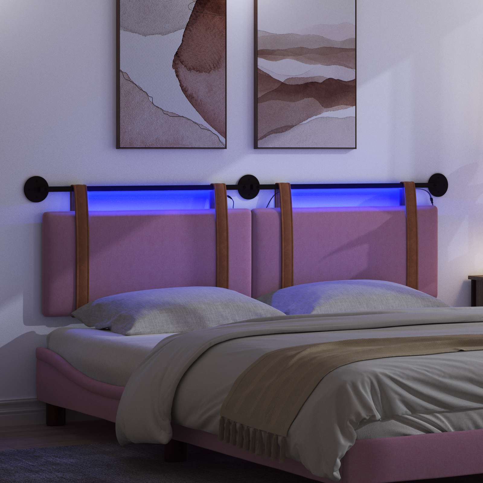 Tête de lit suspendue Avec lumière LED Rose PU antique - XIOS