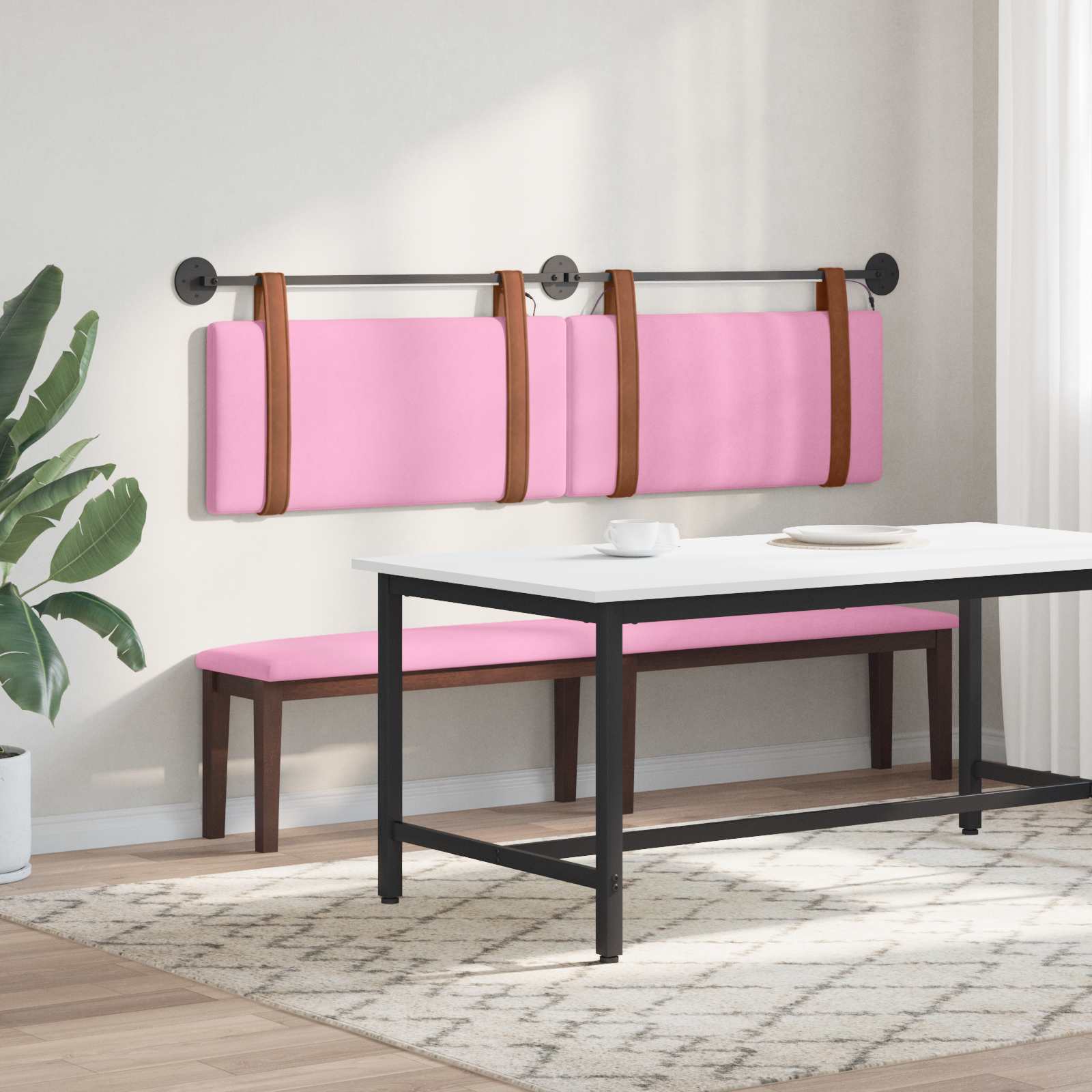 Tête de lit suspendue Avec lumière LED Rose PU antique - XIOS