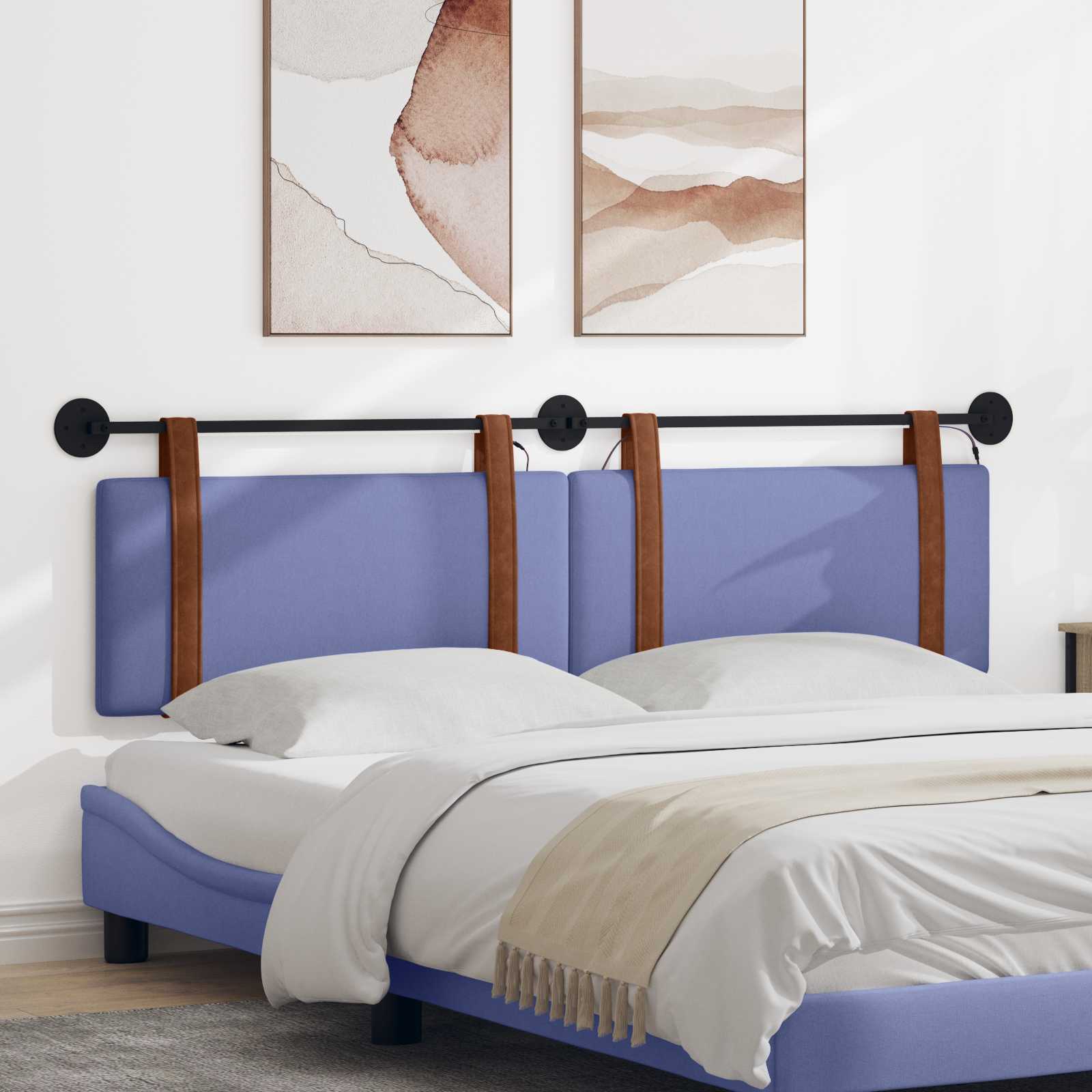 Tête de lit suspendue Avec lumière LED Bleu denim PU antique - XIOS