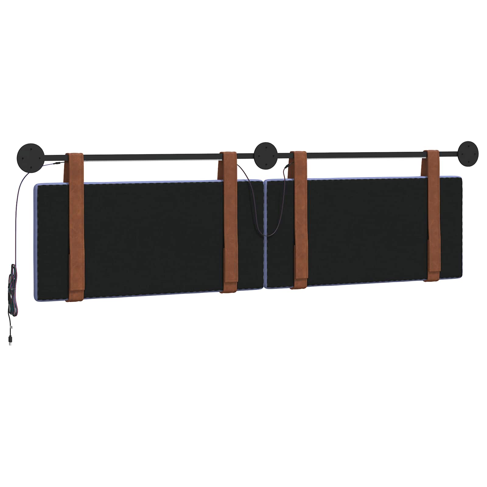 Tête de lit suspendue Avec lumière LED Bleu denim PU antique - XIOS