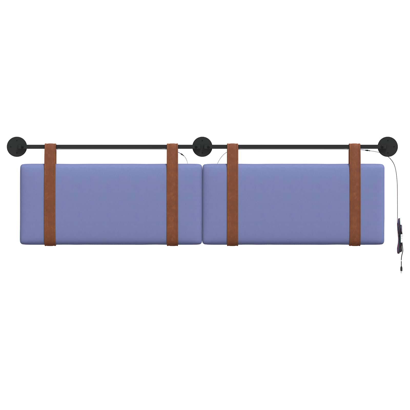 Tête de lit suspendue Avec lumière LED Bleu denim PU antique - XIOS