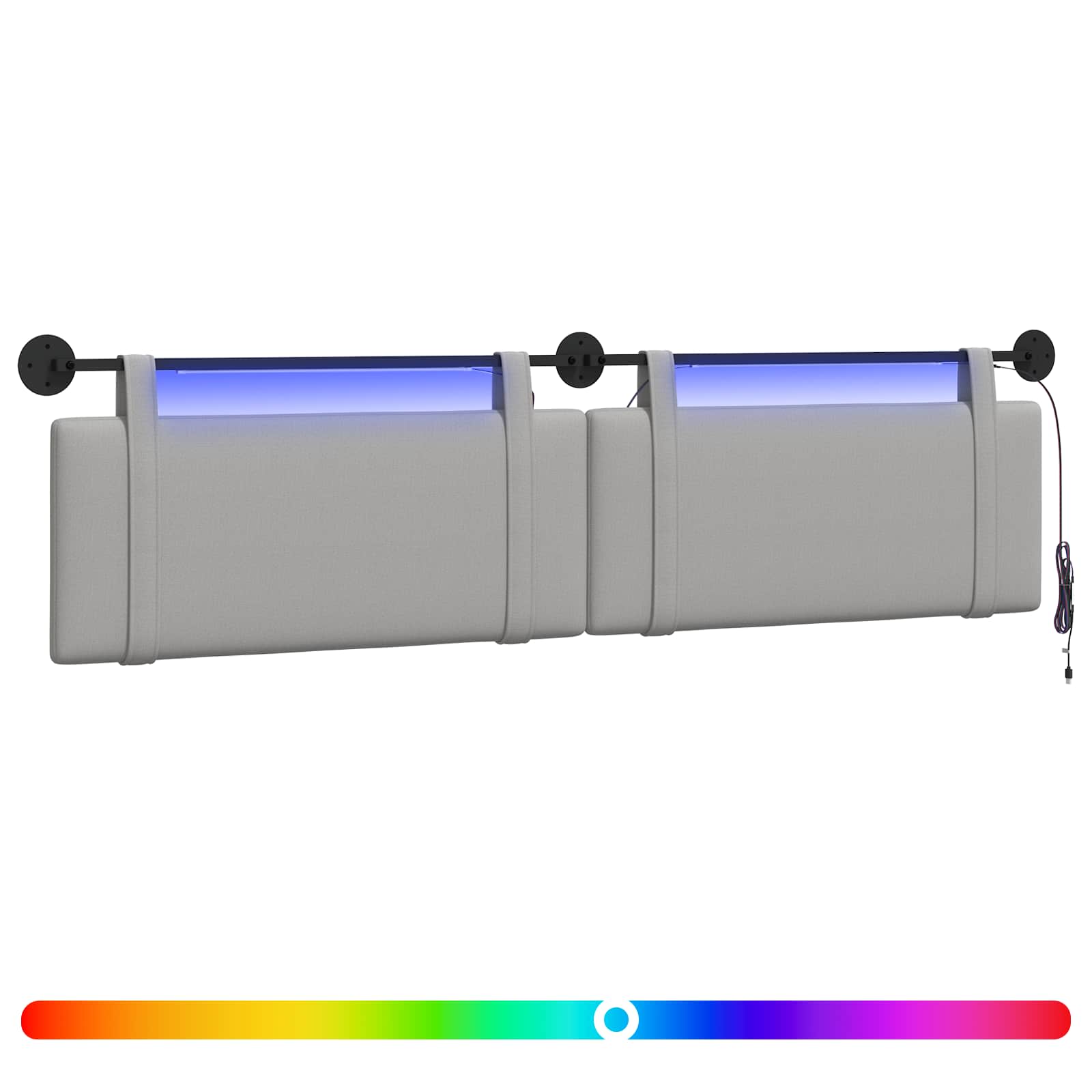 Tête de lit suspendue Avec lumière LED Gris nuage Tissu - XIOS