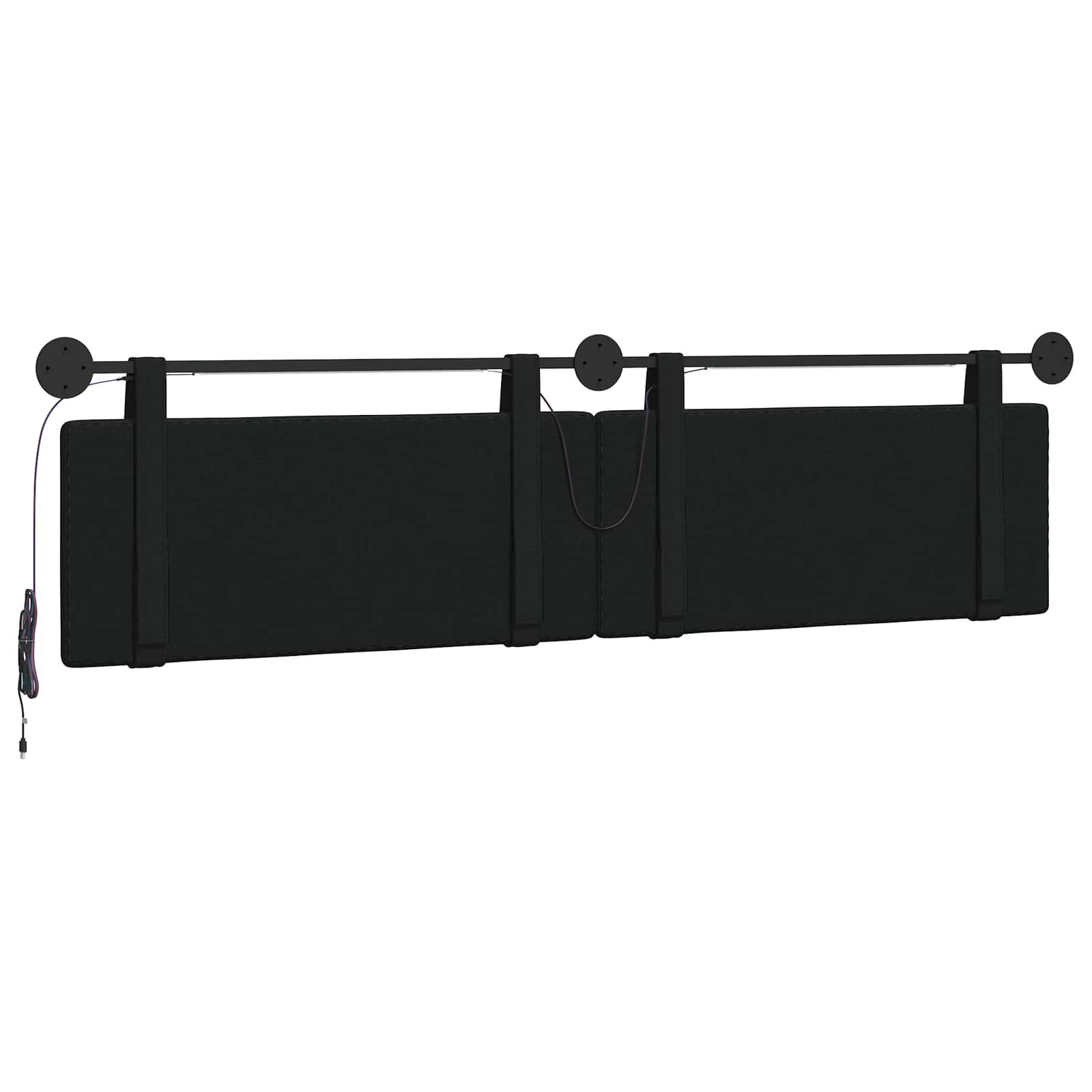 Tête de lit suspendue Avec lumière LED Noir Tissu - XIOS