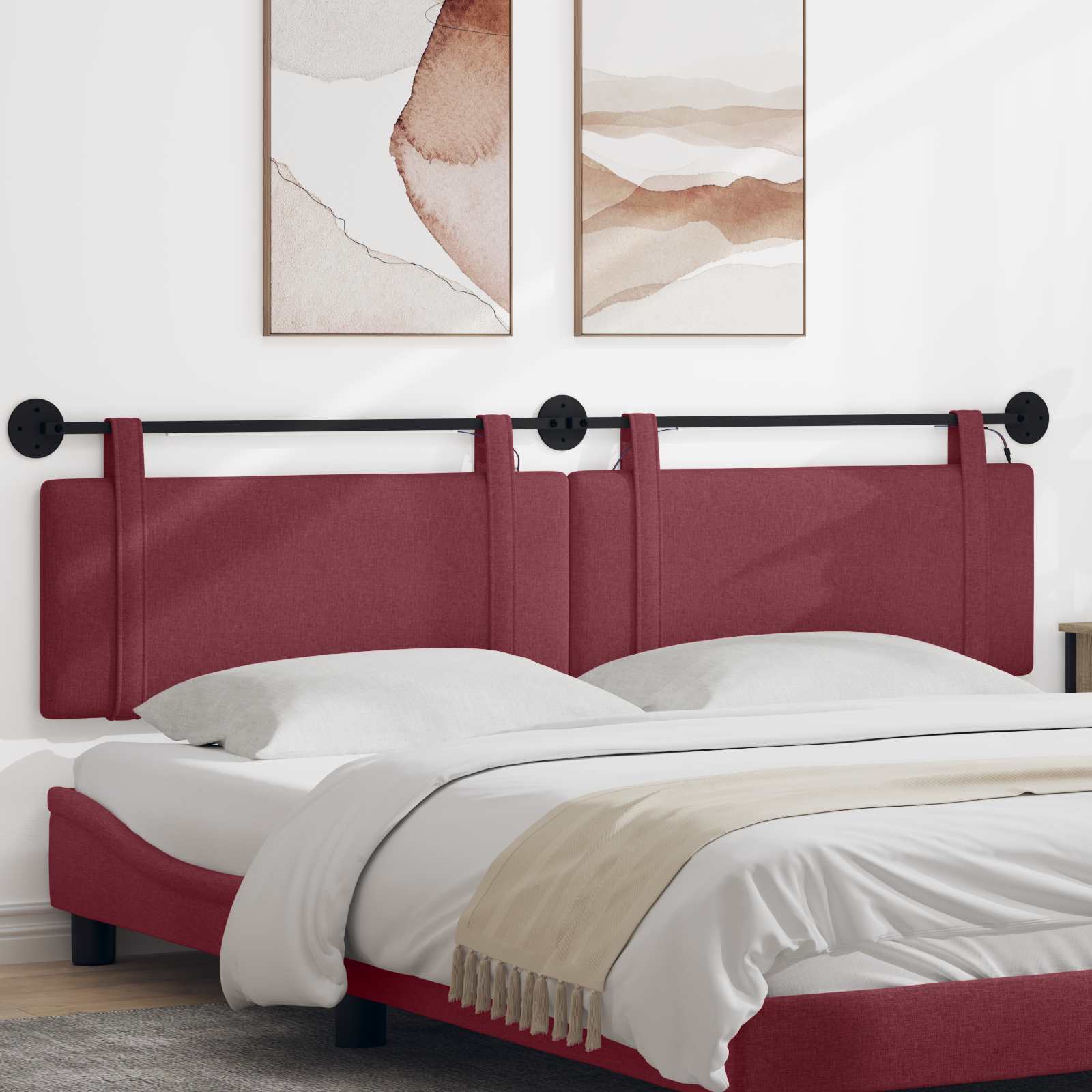 Tête de lit suspendue Avec lumière LED Bordeaux Tissu - XIOS