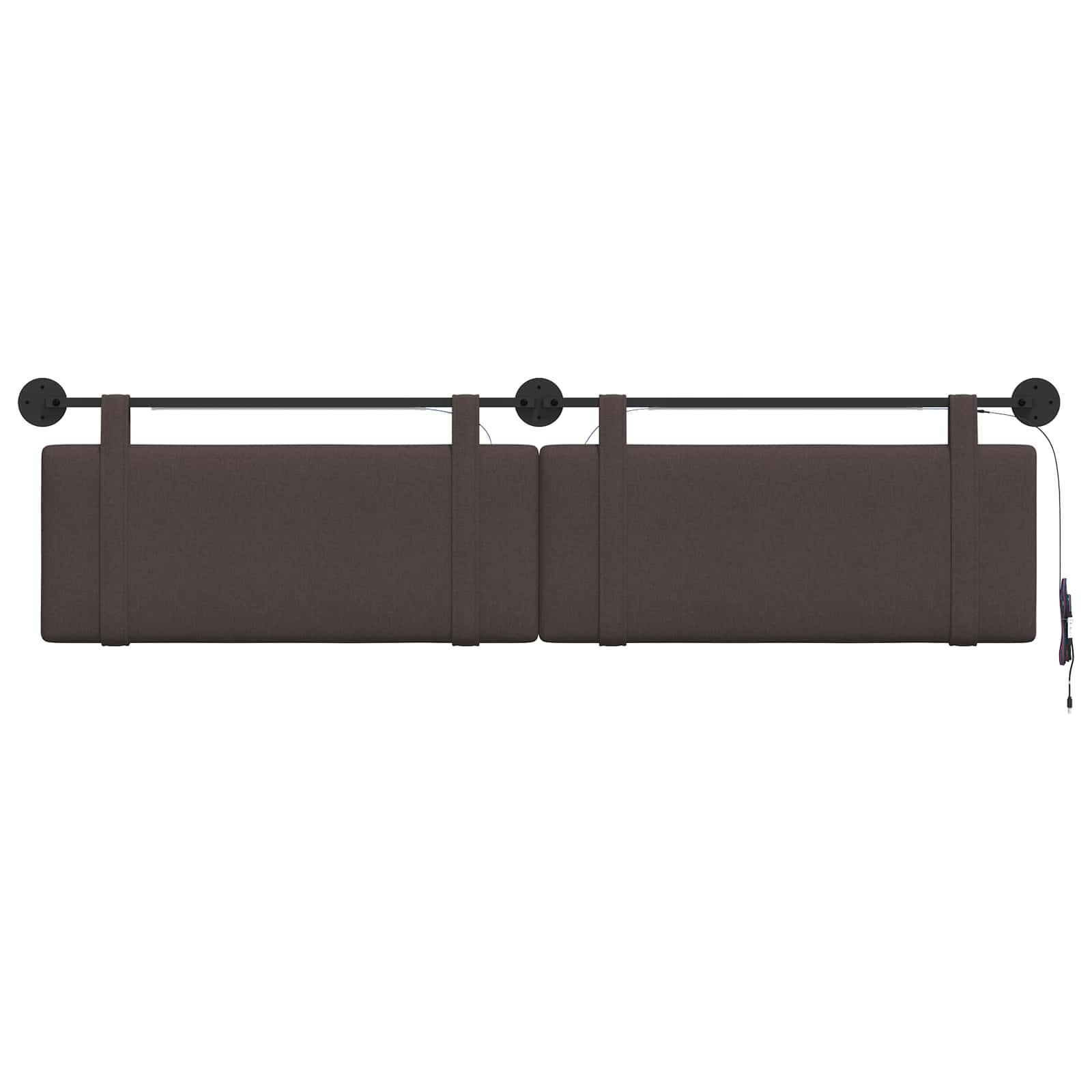 Tête de lit suspendue Avec lumière LED Marron foncé Tissu - XIOS