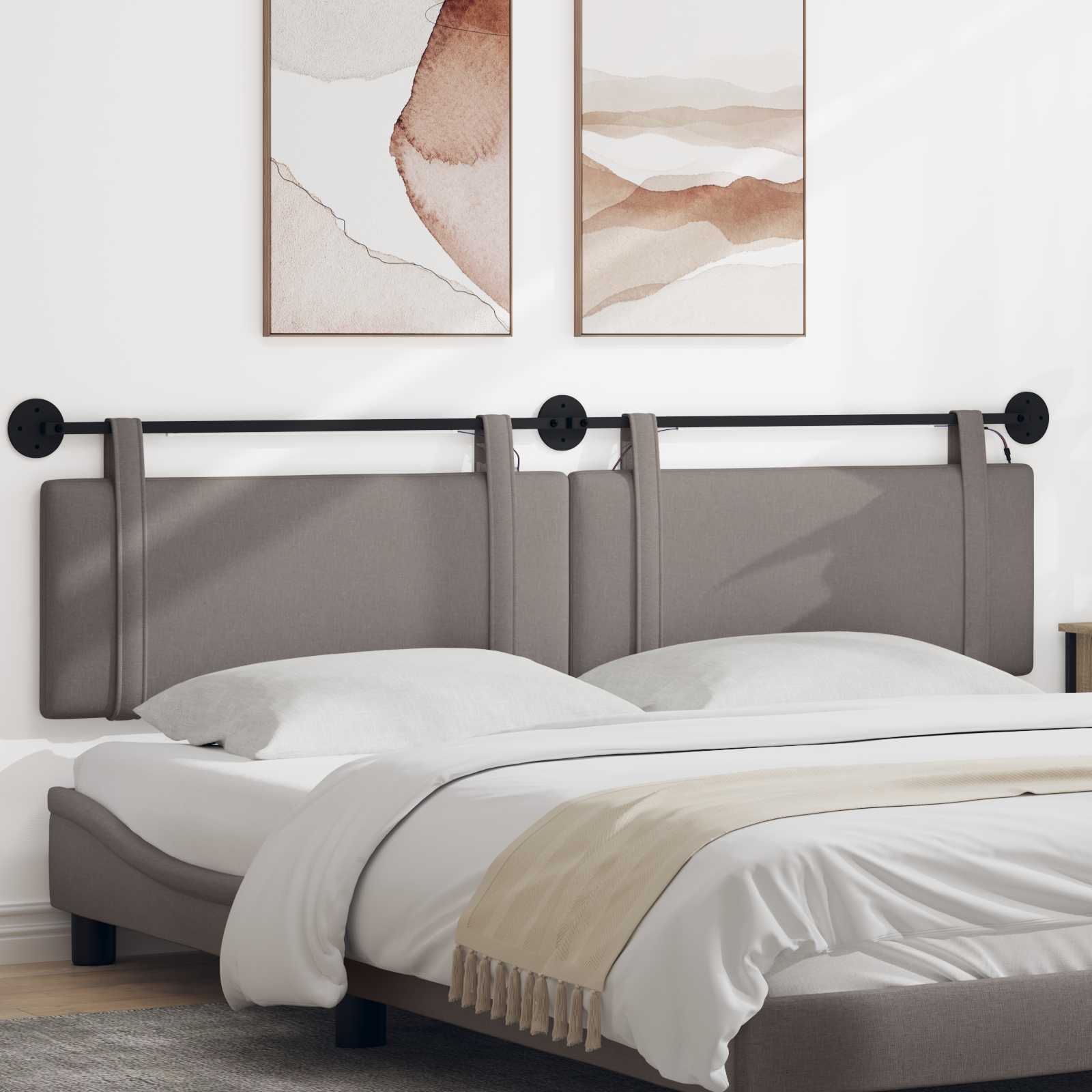 Tête de lit suspendue Avec lumière LED Taupe Tissu - XIOS