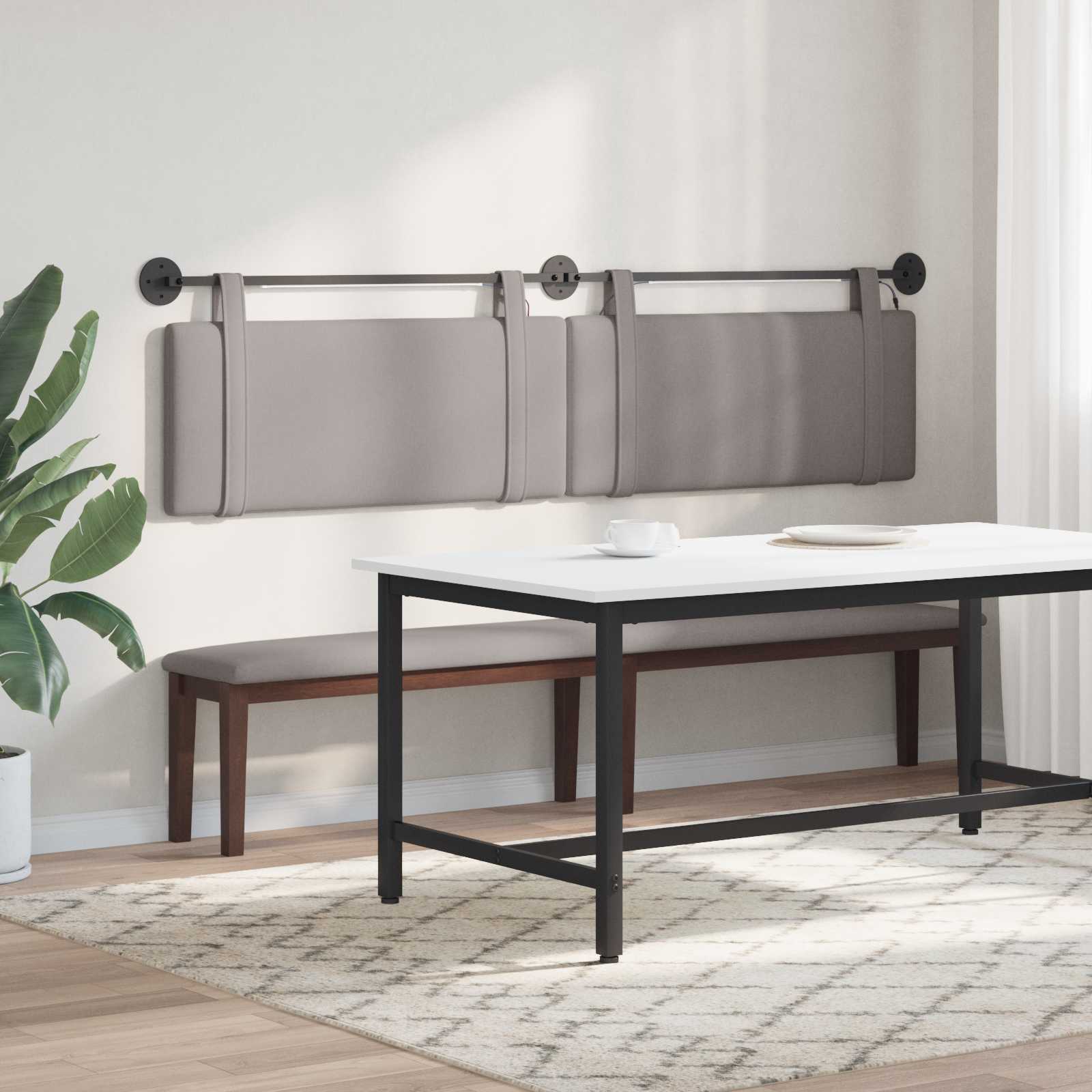 Tête de lit suspendue Avec lumière LED Taupe Tissu - XIOS