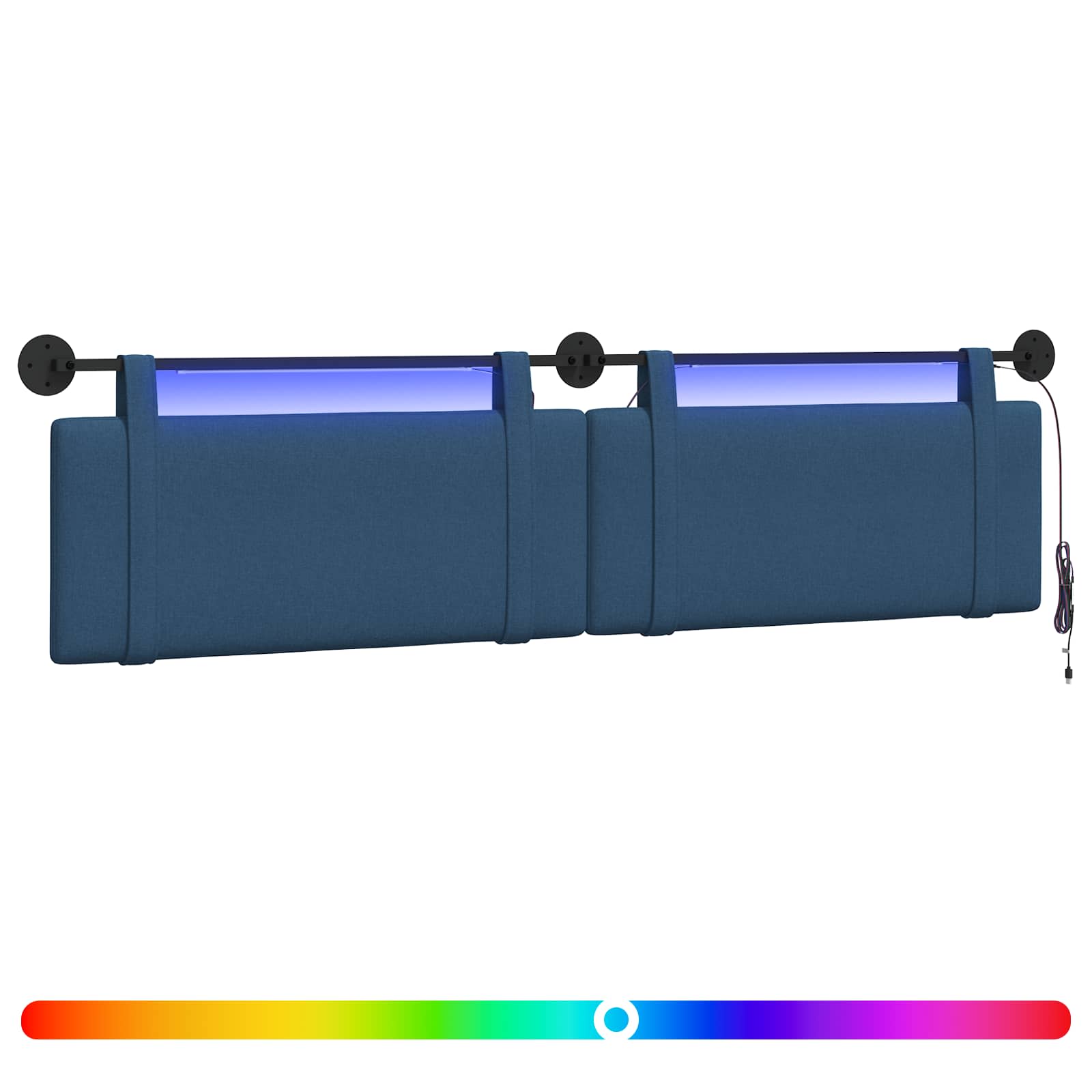 Tête de lit suspendue Avec lumière LED Bleu Tissu - XIOS