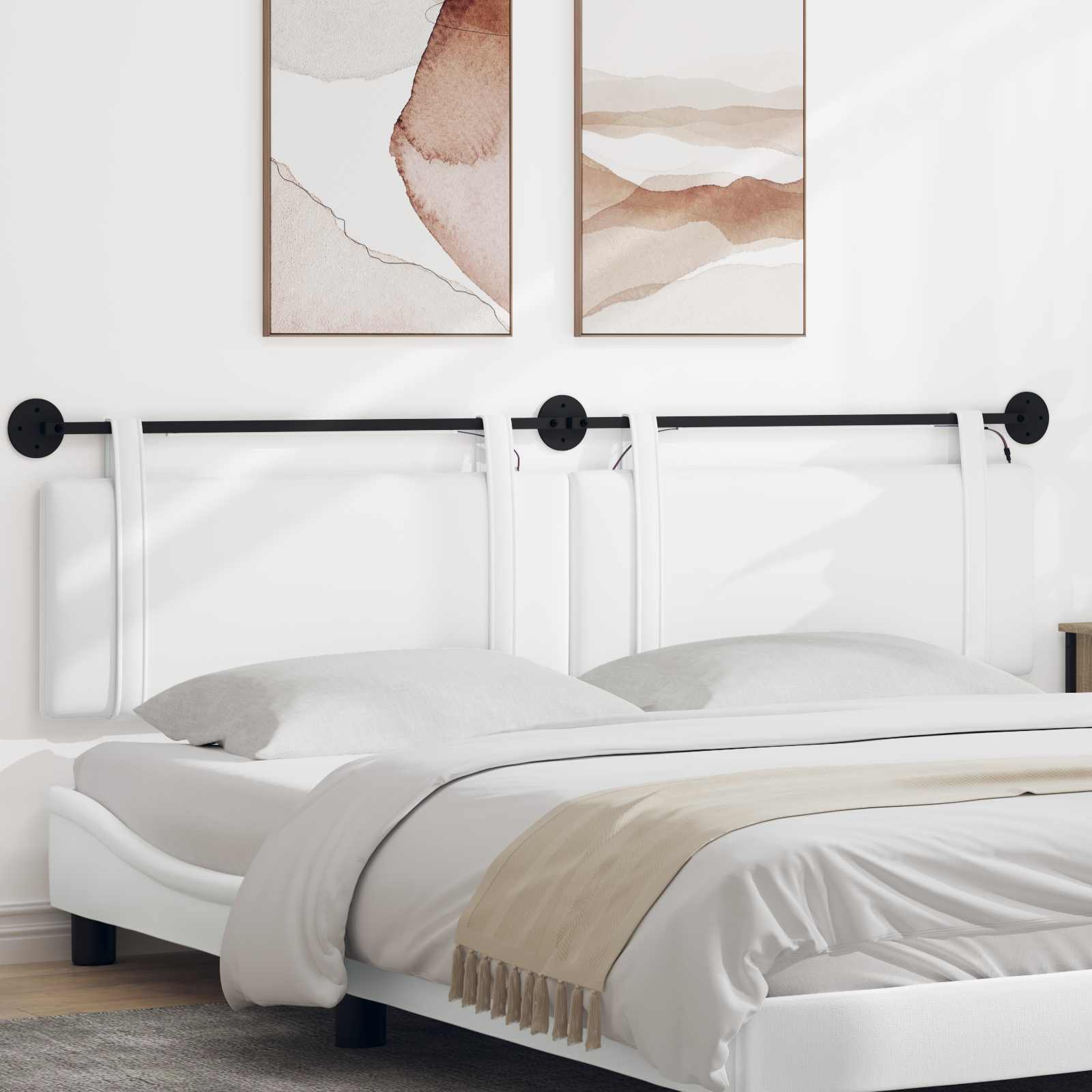Tête de lit suspendue Avec lumière LED Blanc Tissu - XIOS