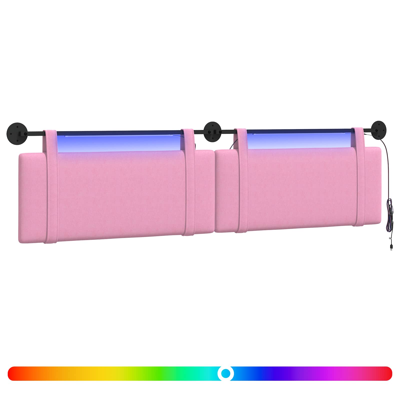 Tête de lit suspendue Avec lumière LED Rose Tissu - XIOS