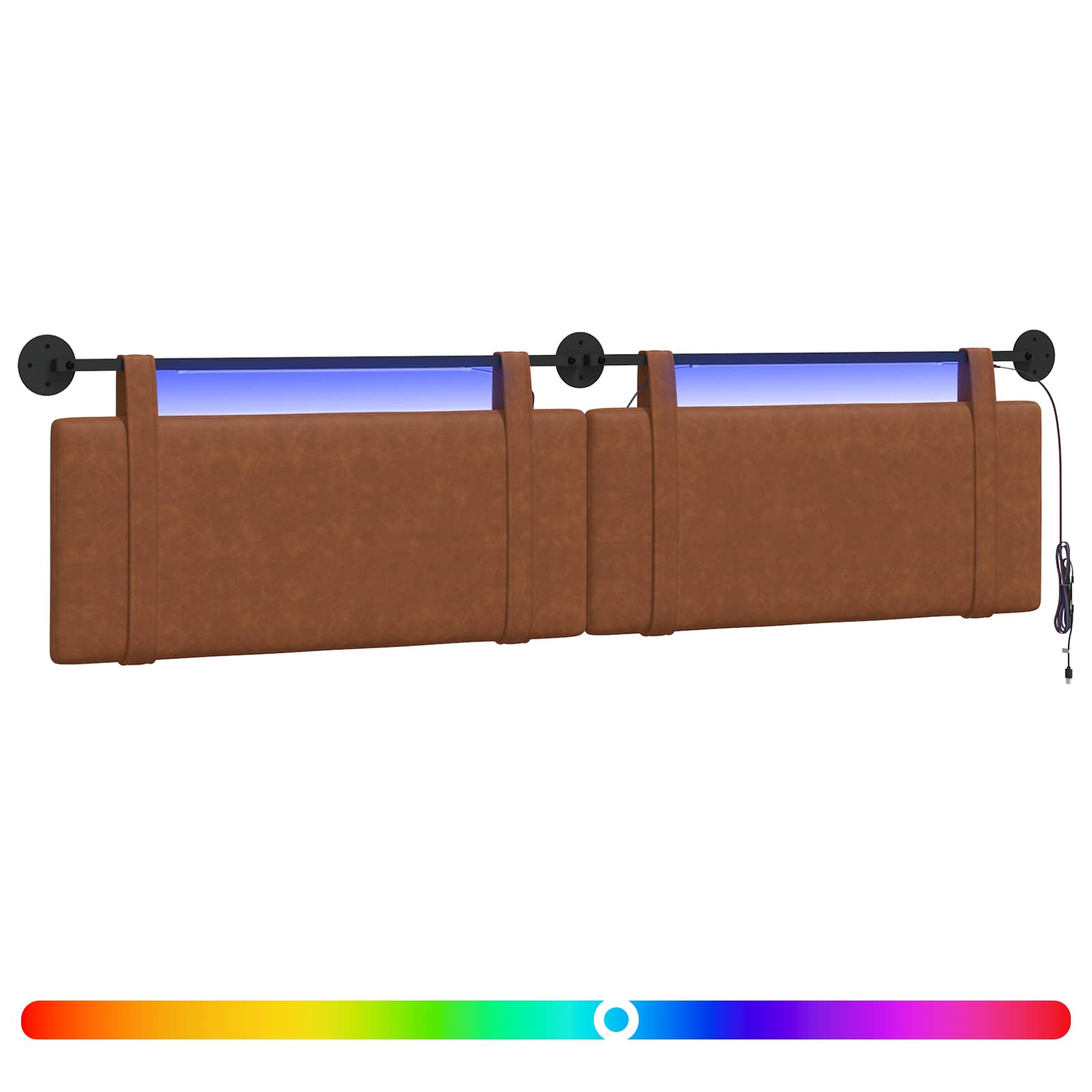 Tête de lit suspendue Avec lumière LED Marron PU antique - XIOS