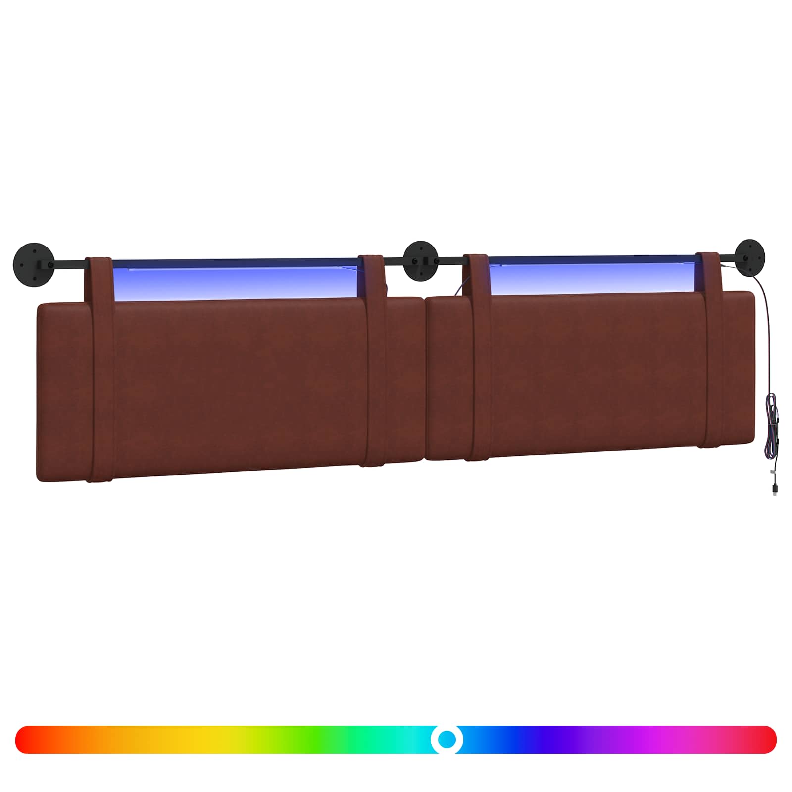 Tête de lit suspendue Avec lumière LED Brun Brillant PU antique - XIOS