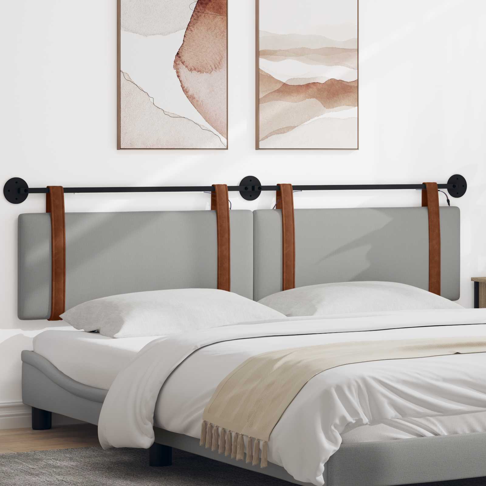 Tête de lit suspendue Avec lumière LED Gris nuage PU antique - XIOS