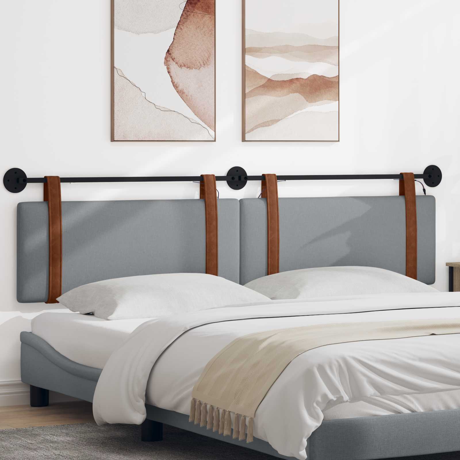 Tête de lit suspendue Avec lumière LED Gris clair PU antique - XIOS