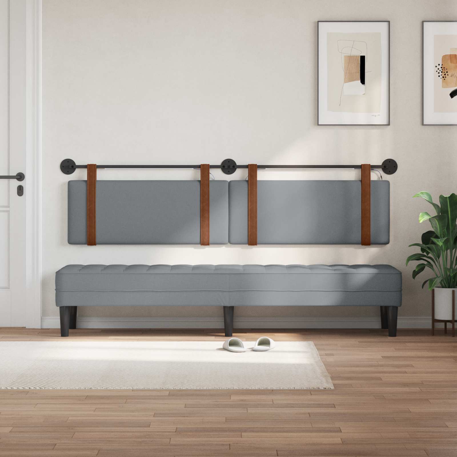 Tête de lit suspendue Avec lumière LED Gris clair PU antique - XIOS