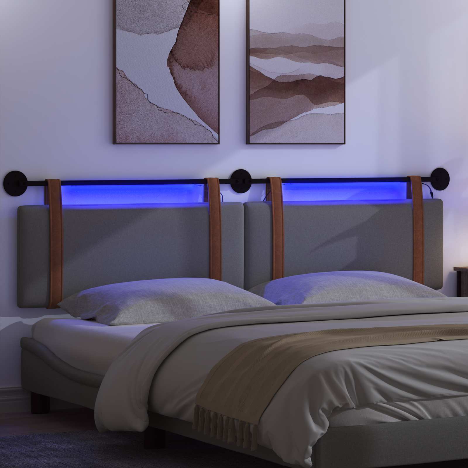 Tête de lit suspendue Avec lumière LED Gris foncé PU antique - XIOS