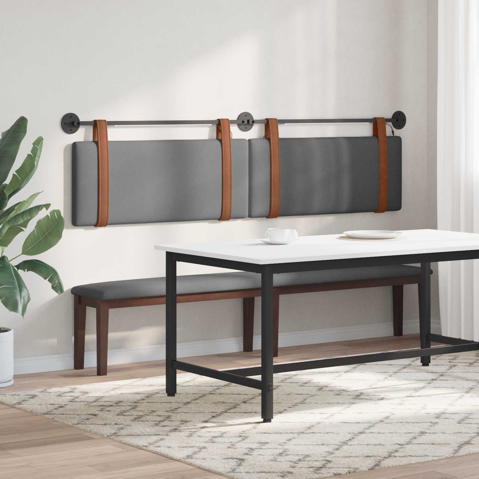 Tête de lit suspendue Avec lumière LED Gris foncé PU antique - XIOS