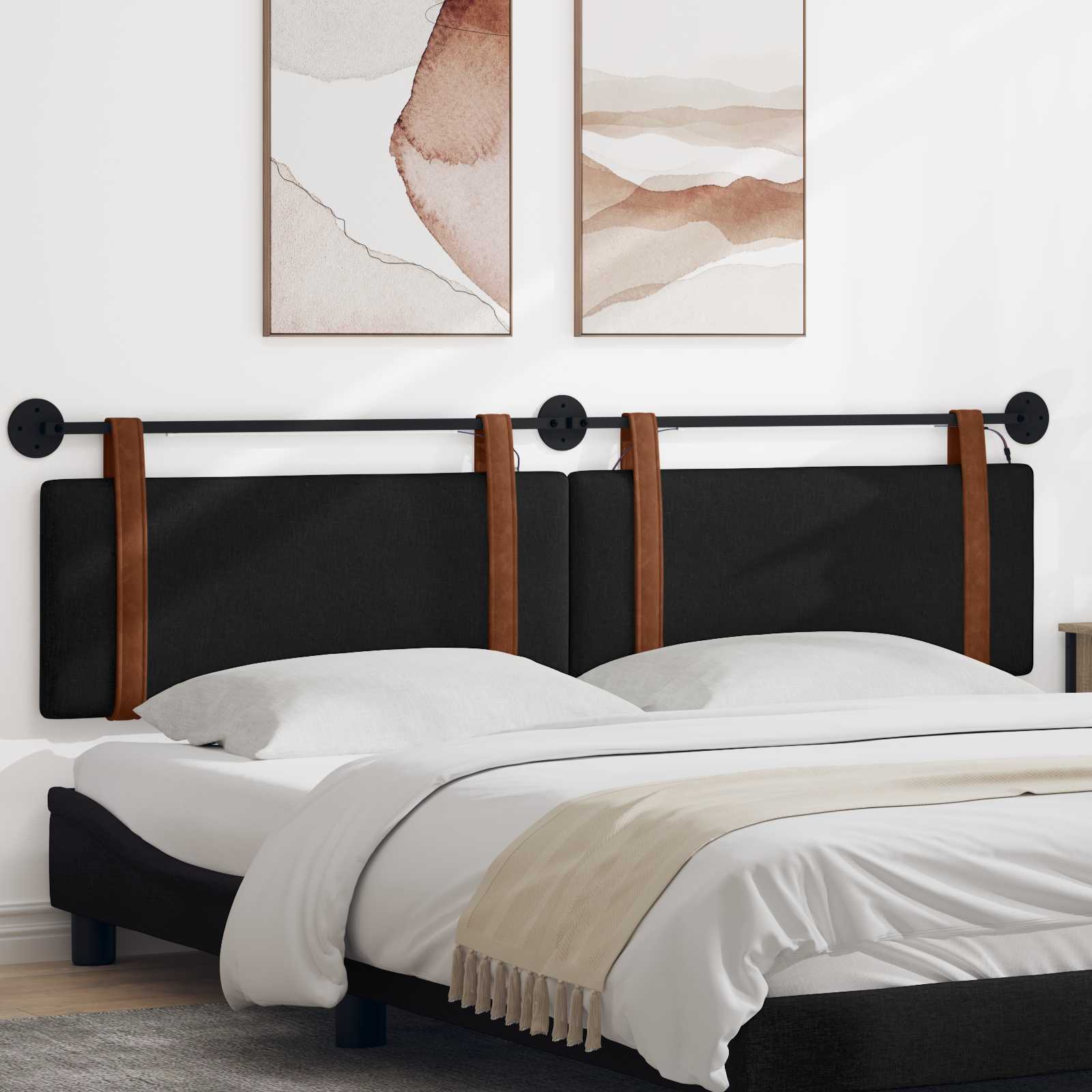Tête de lit suspendue Avec lumière LED Noir PU antique - XIOS