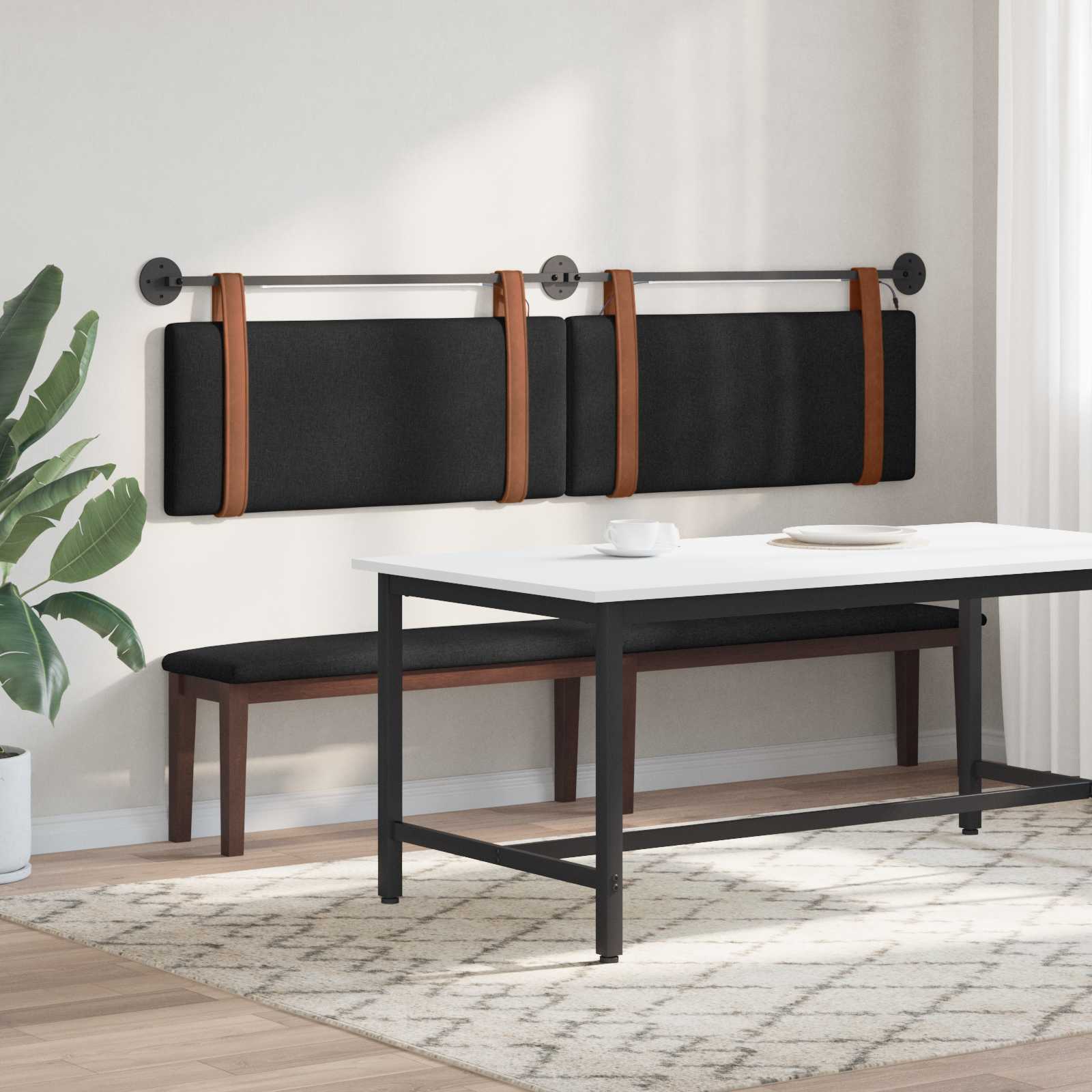 Tête de lit suspendue Avec lumière LED Noir PU antique - XIOS